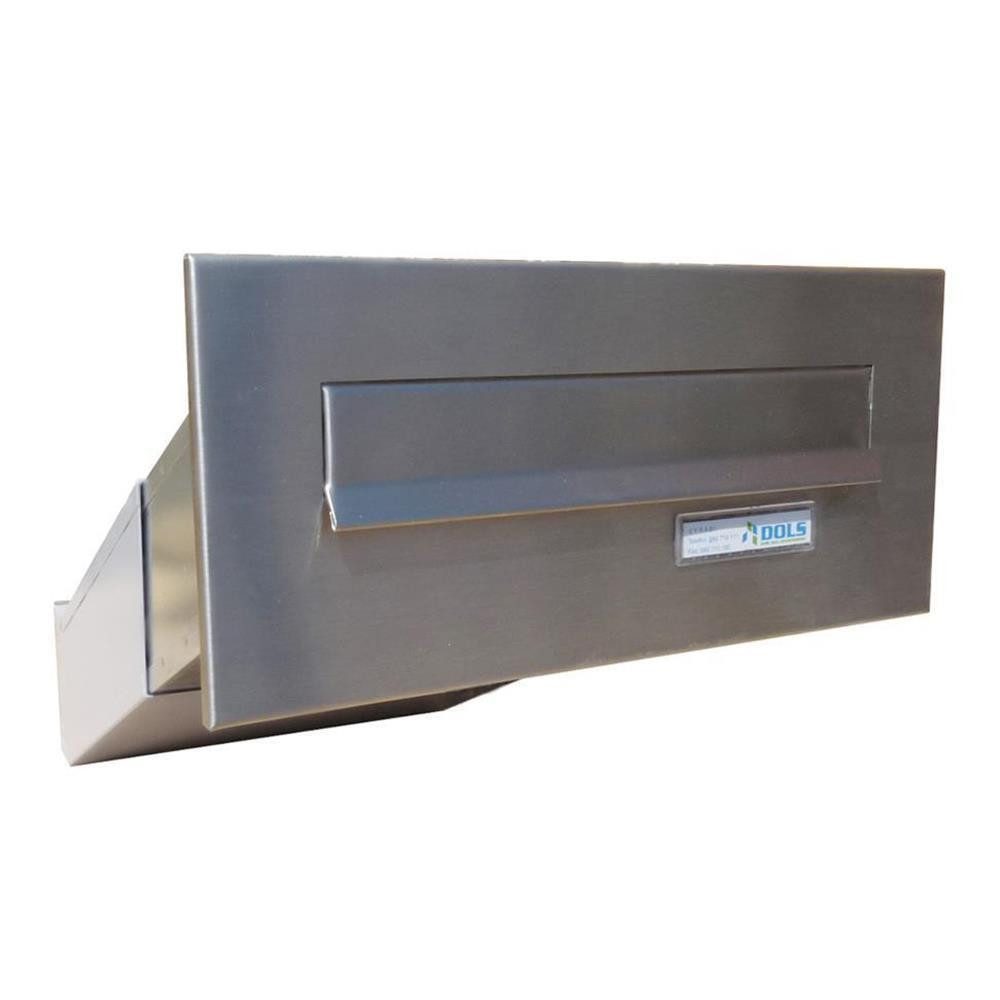Letterbox24 Briefkasten DV-Serie 1-fach Edelstahl Durchwurfbriefkasten mit variabler Tiefe, mit Namensschild