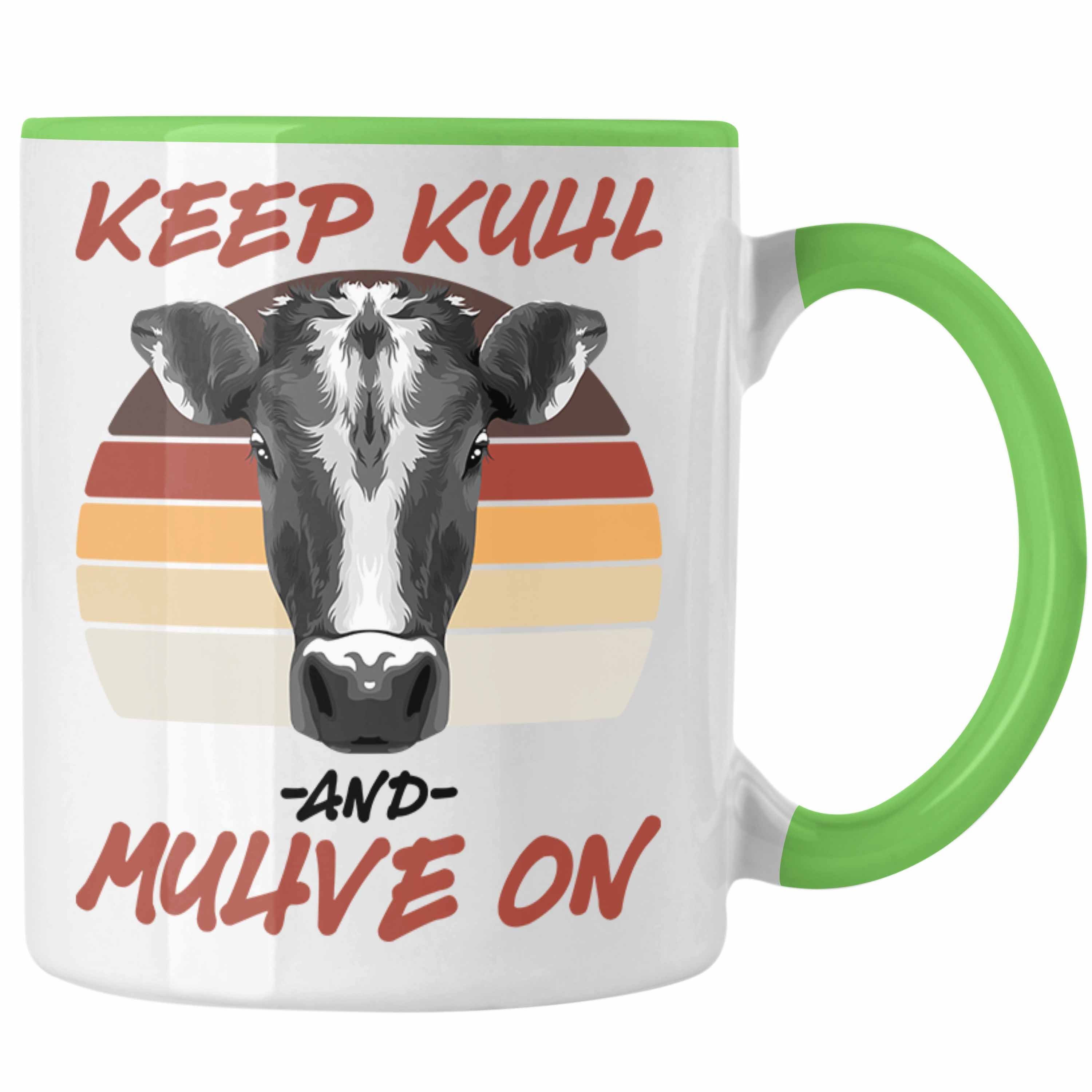 Trendation Tasse Trendation - Keep Kuhl And Muhve On Tasse Geschenk Bauer Landwirt Lustiger Spruch Grün