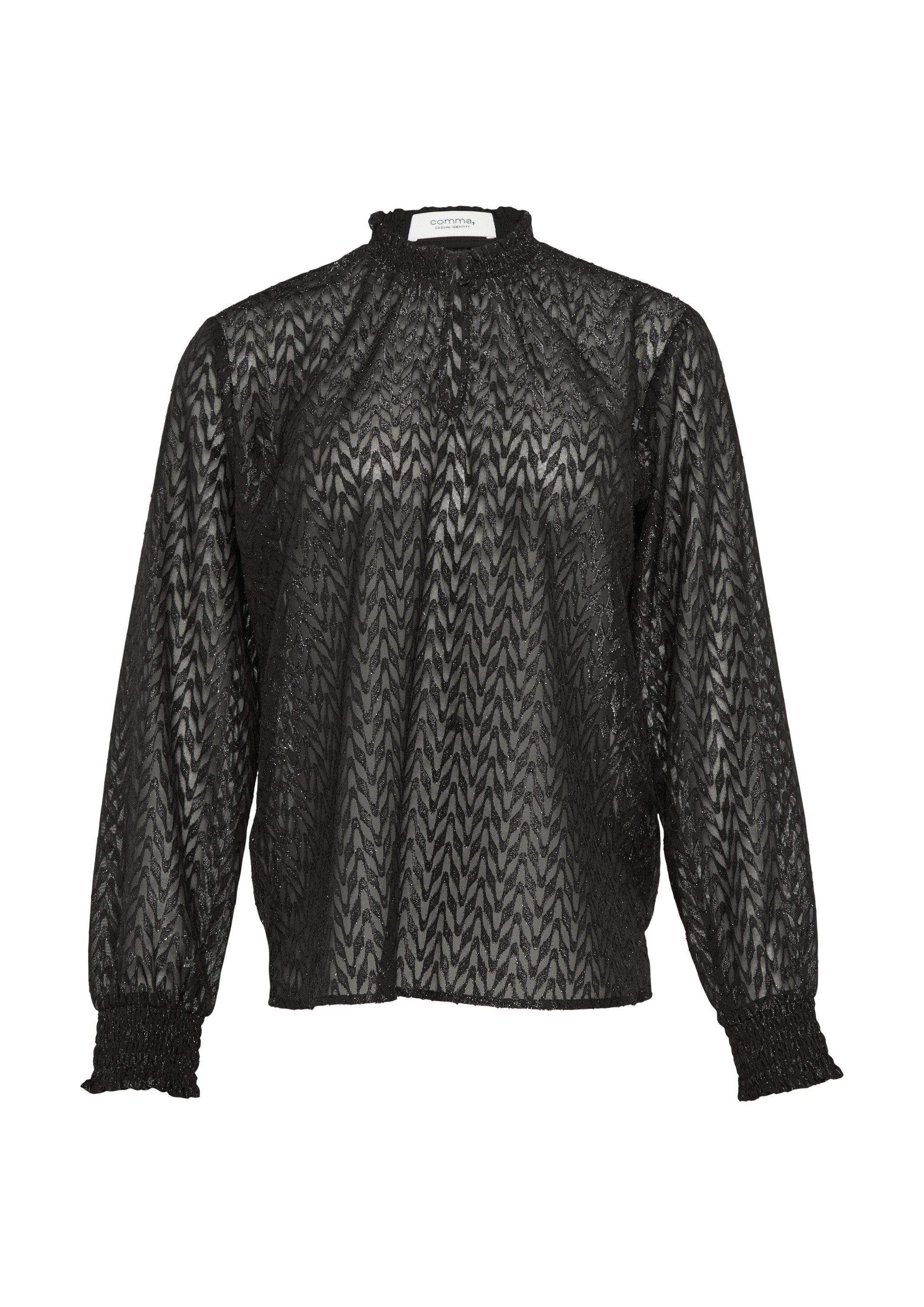 comma Langarmbluse Bluse Bluse mit Transparenz-Effekt und Glitzergarn günstig online kaufen