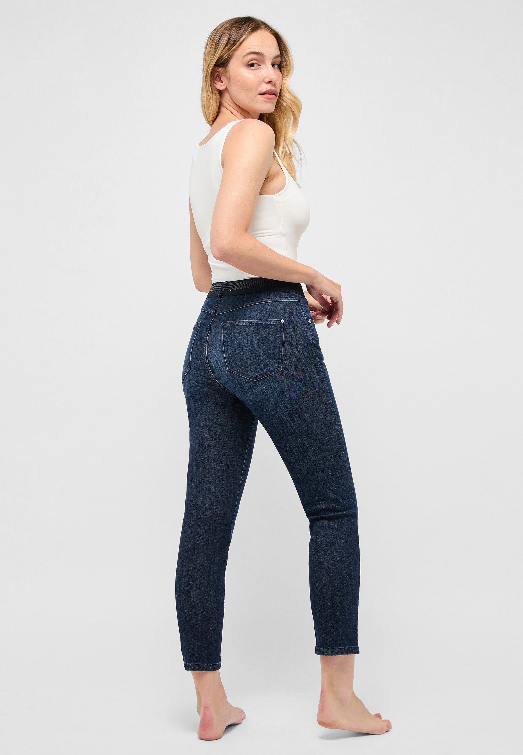 Jeans 7/8-Jeans mit ANGELS Ornella mit dunkellila Dehnbund Sporty Reißverschluss
