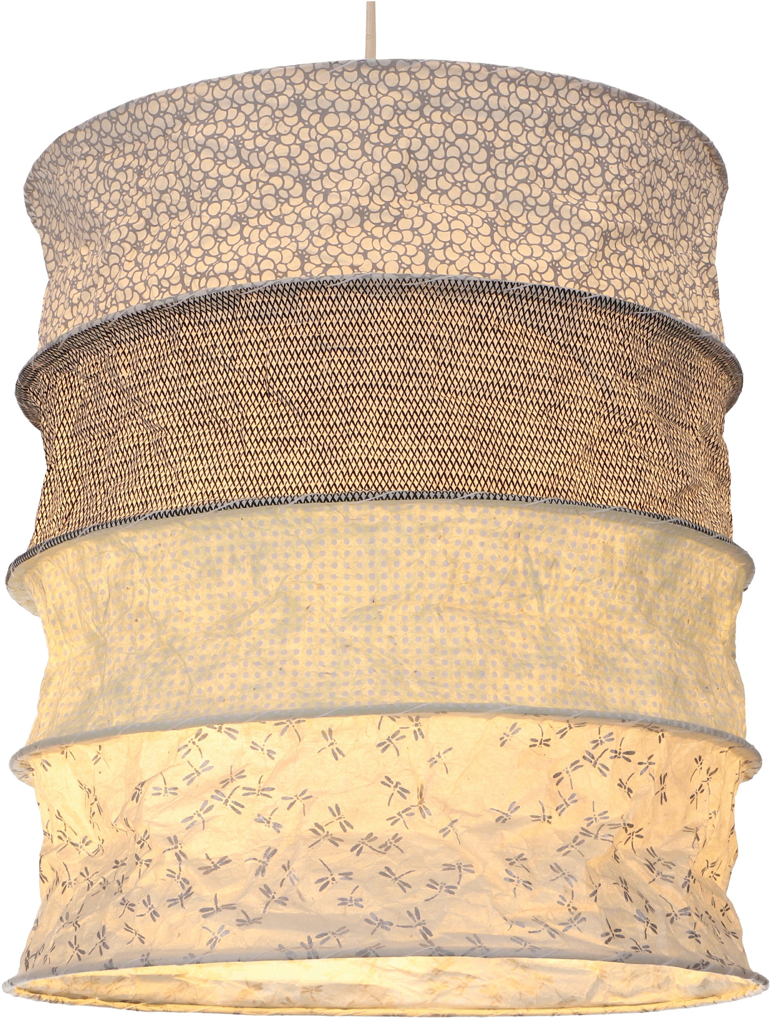 Guru-Shop Lampenschirm Runde Boho Papier Hängelampe, Lokta.. günstig online kaufen