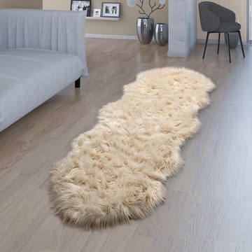 Fellteppich Wohnzimmer Hochflor Teppich Kunst-Fell Design, TT Home, rund, Höhe: 64 mm