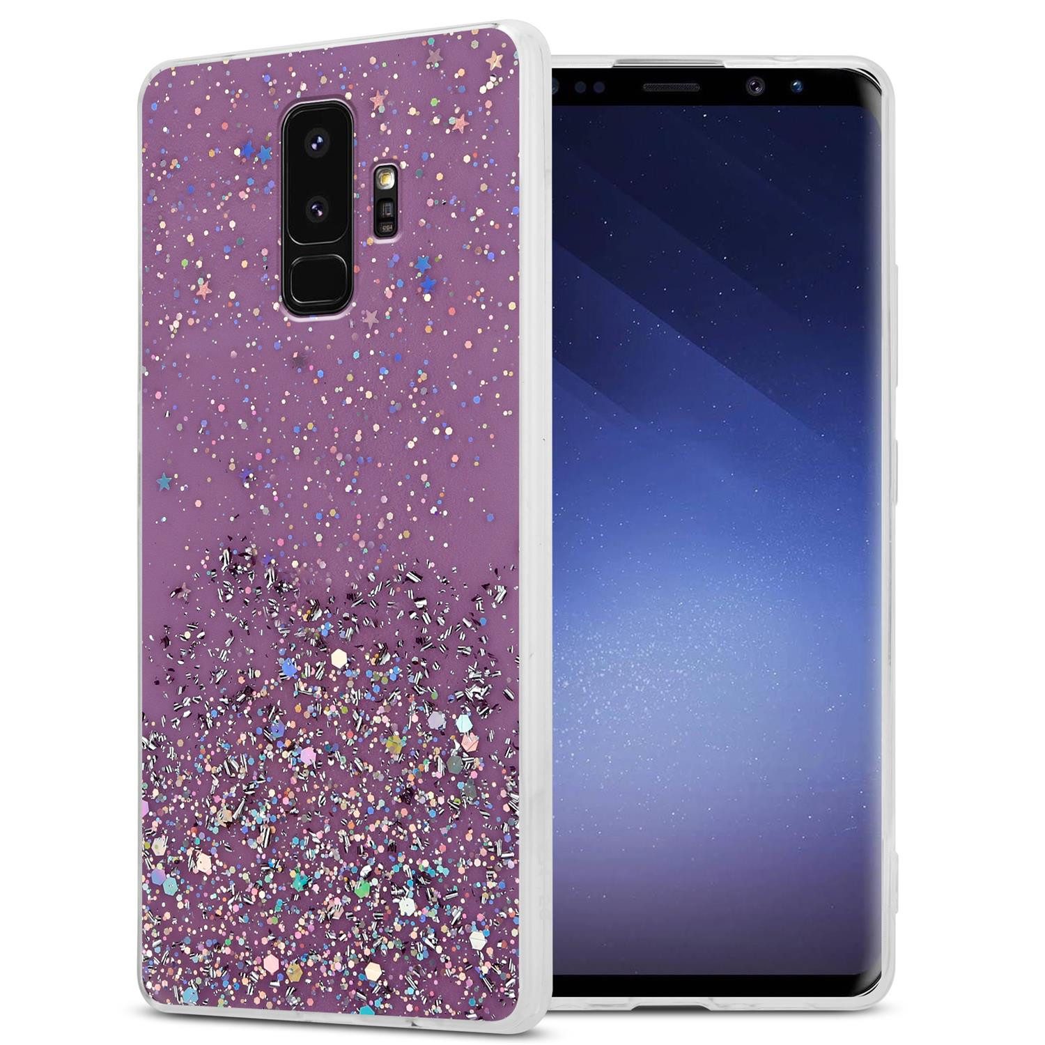 Cadorabo Handyhülle für Samsung Galaxy S9 PLUS Hülle Samsung Galaxy S9 PLUS, Flexible TPU Silikon Handy Schutzhülle - Hülle - mit Glitzer
