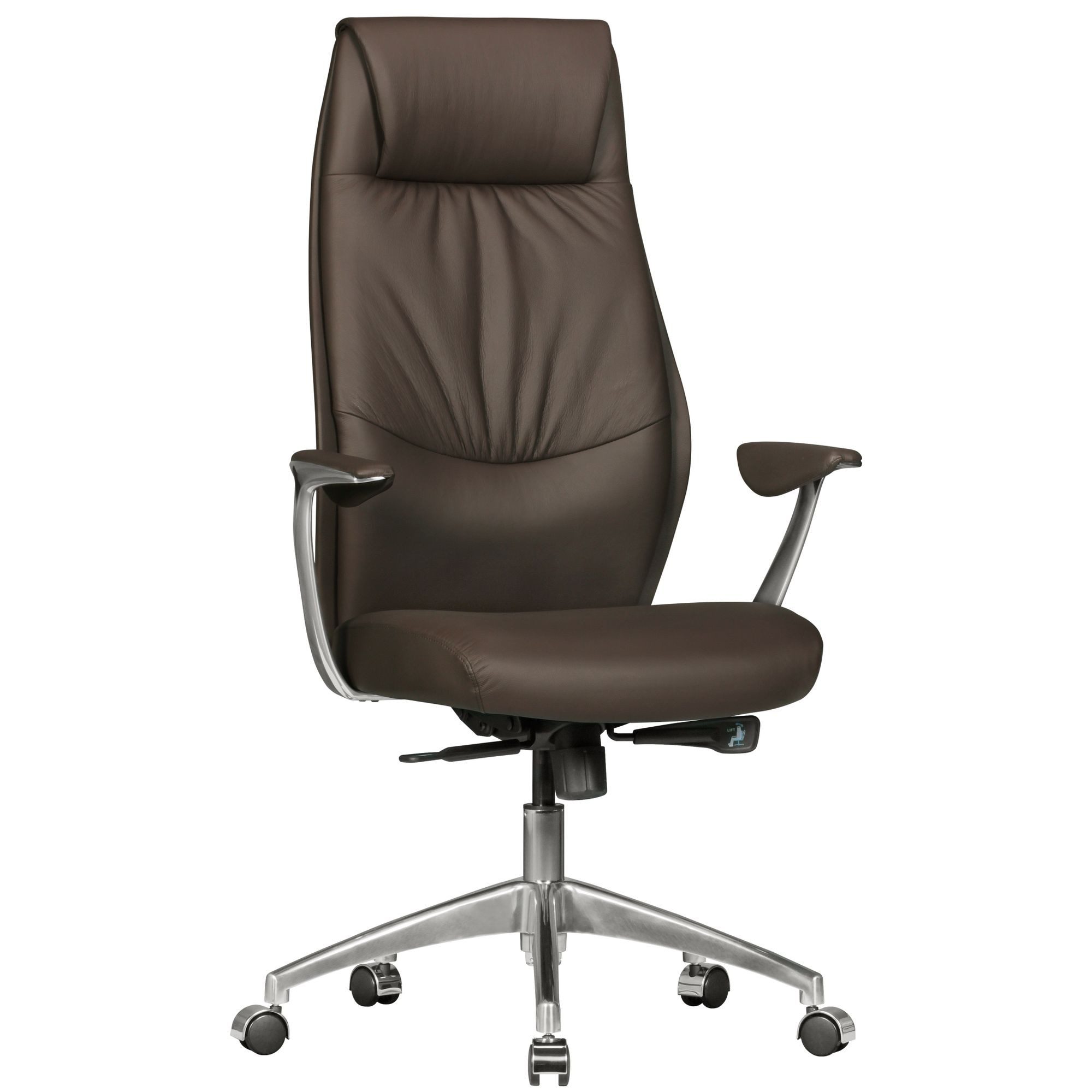 KADIMA DESIGN Chefsessel TEMZA Premium-Bürostuhl - Echtleder & Aluminium für Komfort & Stil (Armlehnen, Anti-Shock-Funktion, Synchronmechanik)