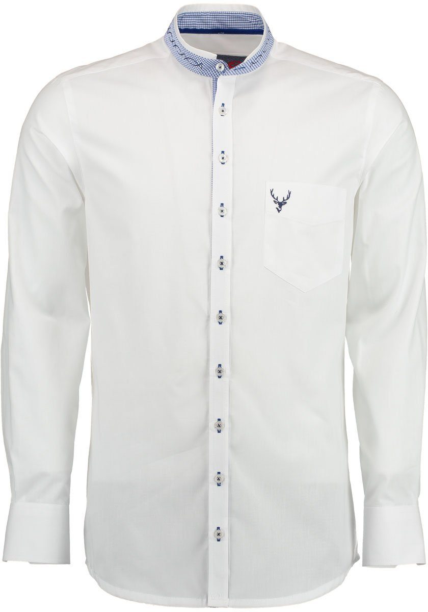 OS-Trachten Trachtenhemd Rejuva Herren Langarmhemd mit Hirsch-Stickerei auf der Brusttasche