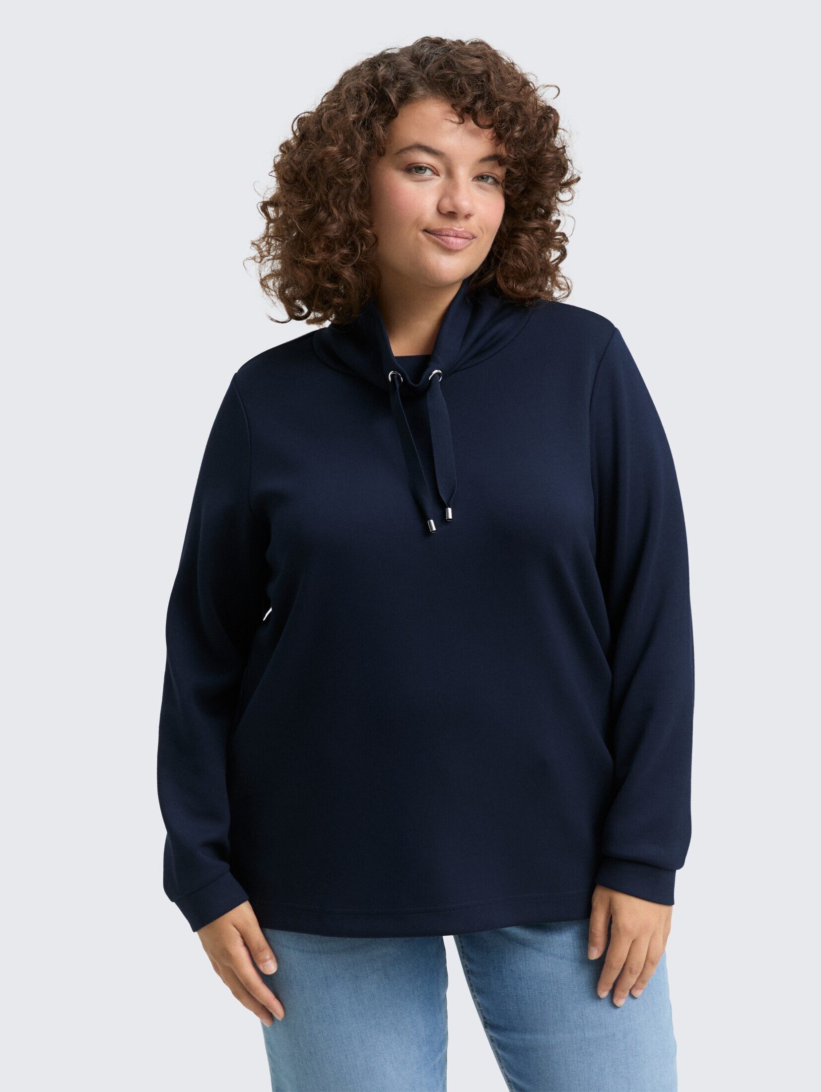 TOM TAILOR PLUS Sweatshirt Strick & Sweatshirts Plus Size - Scuba Sweatshirt mit Stehkragen