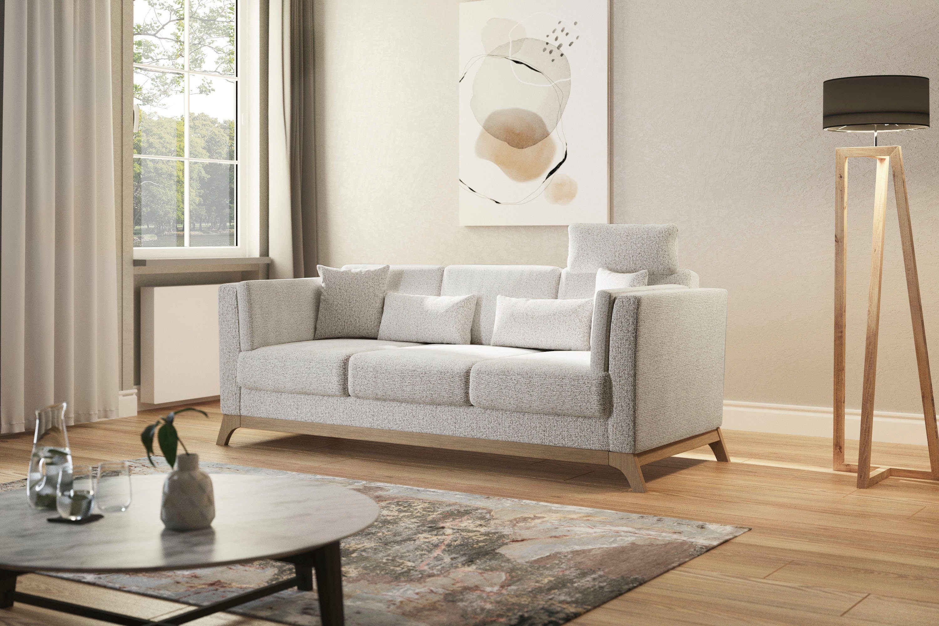 Home affaire 3-Sitzer Viva, mit Holzrahmen aus Buche