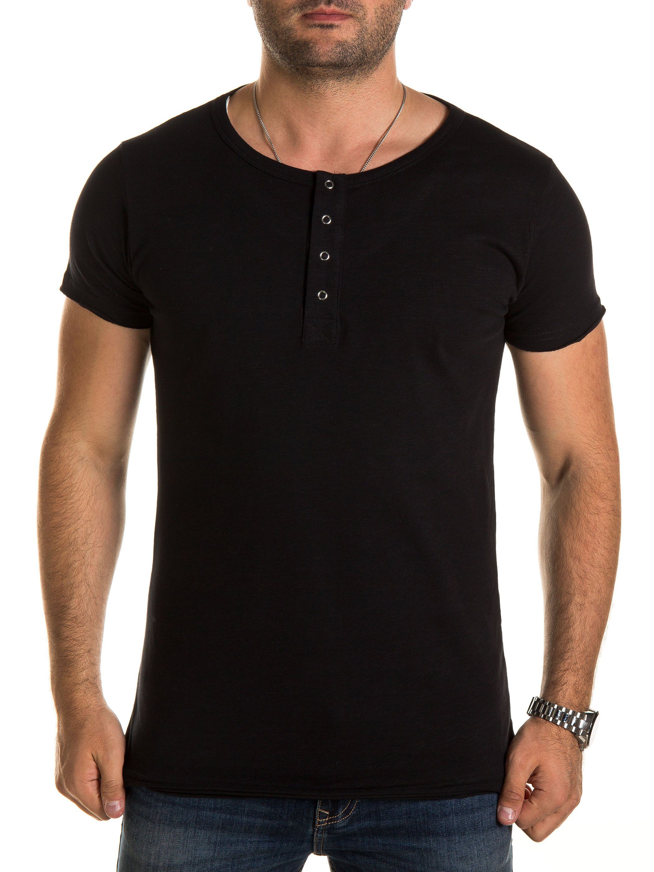 194004) Double V-Neck Pete T-Shirt Layer WOTEGA Layer (black T-Shirt Schwarz Double (Packung) Pete T-Shirt V-Neck