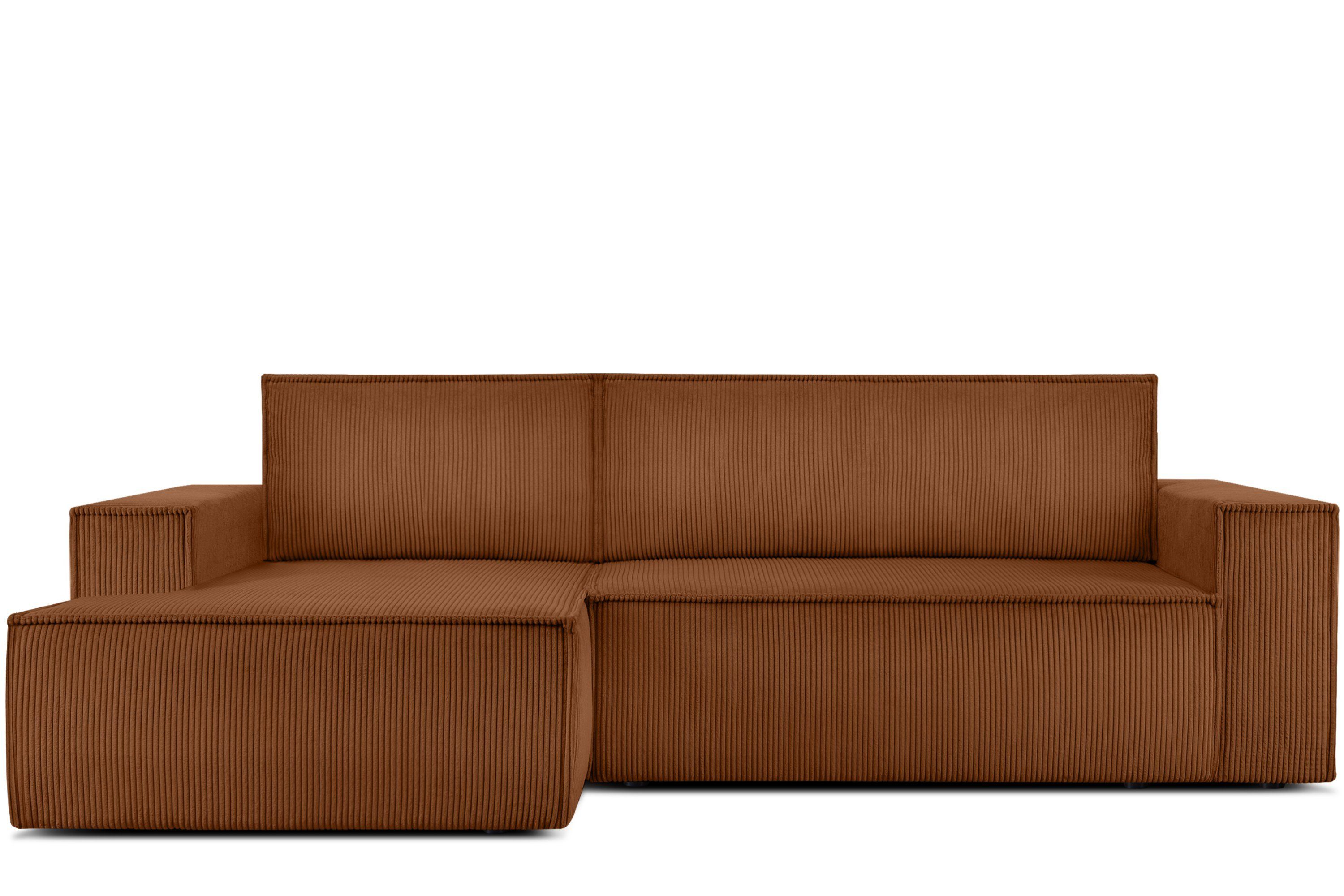 Schlaffunktion, der Friendly Ecksofa in Ecksofa hergestellt EU, mit Pet Cord-Stoff Konsimo in NAPI orange links,