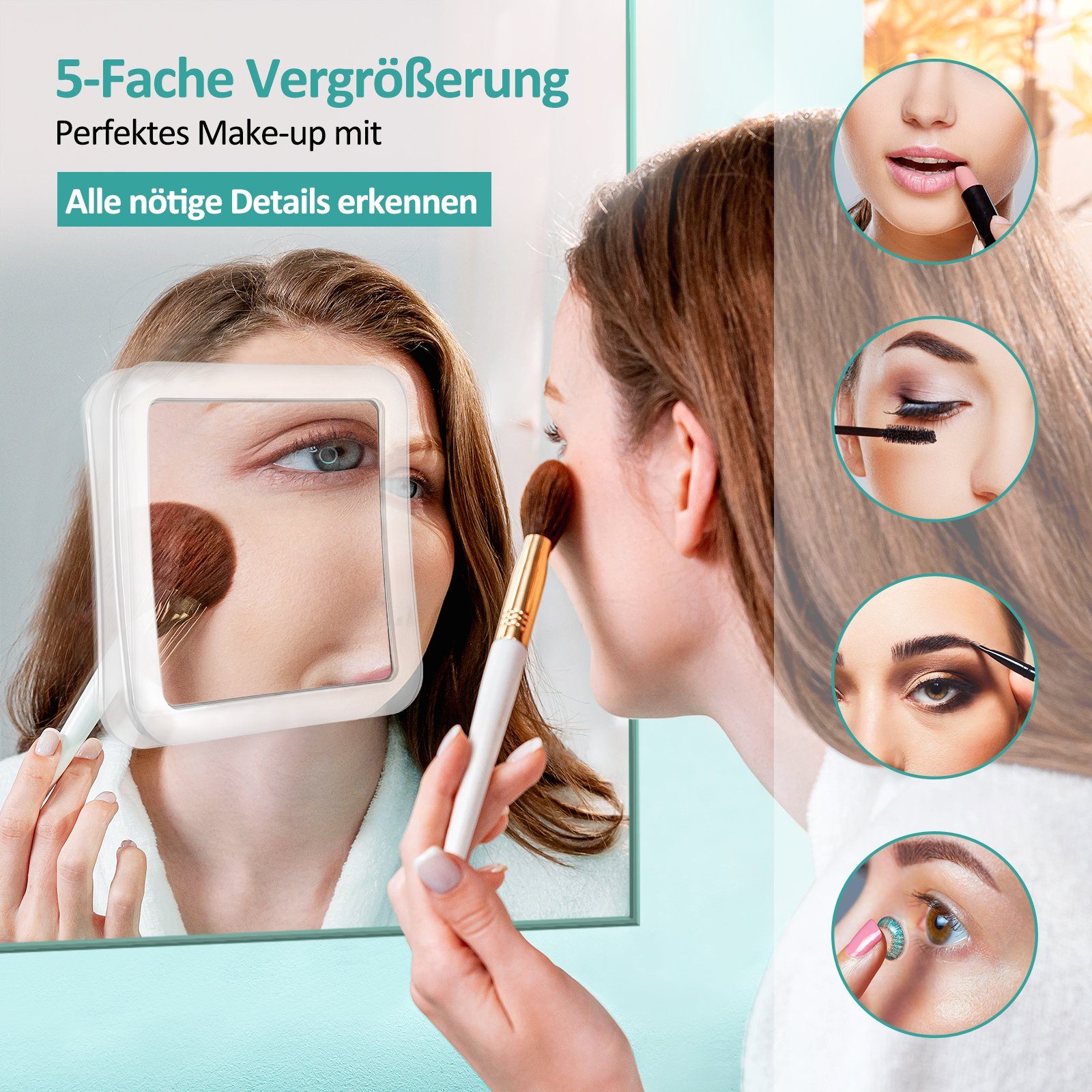 EMKE Kosmetikspiegel Kosmetikspiegel Rasierspiegel Vergrößerungsspiegel EMKE Viereckig