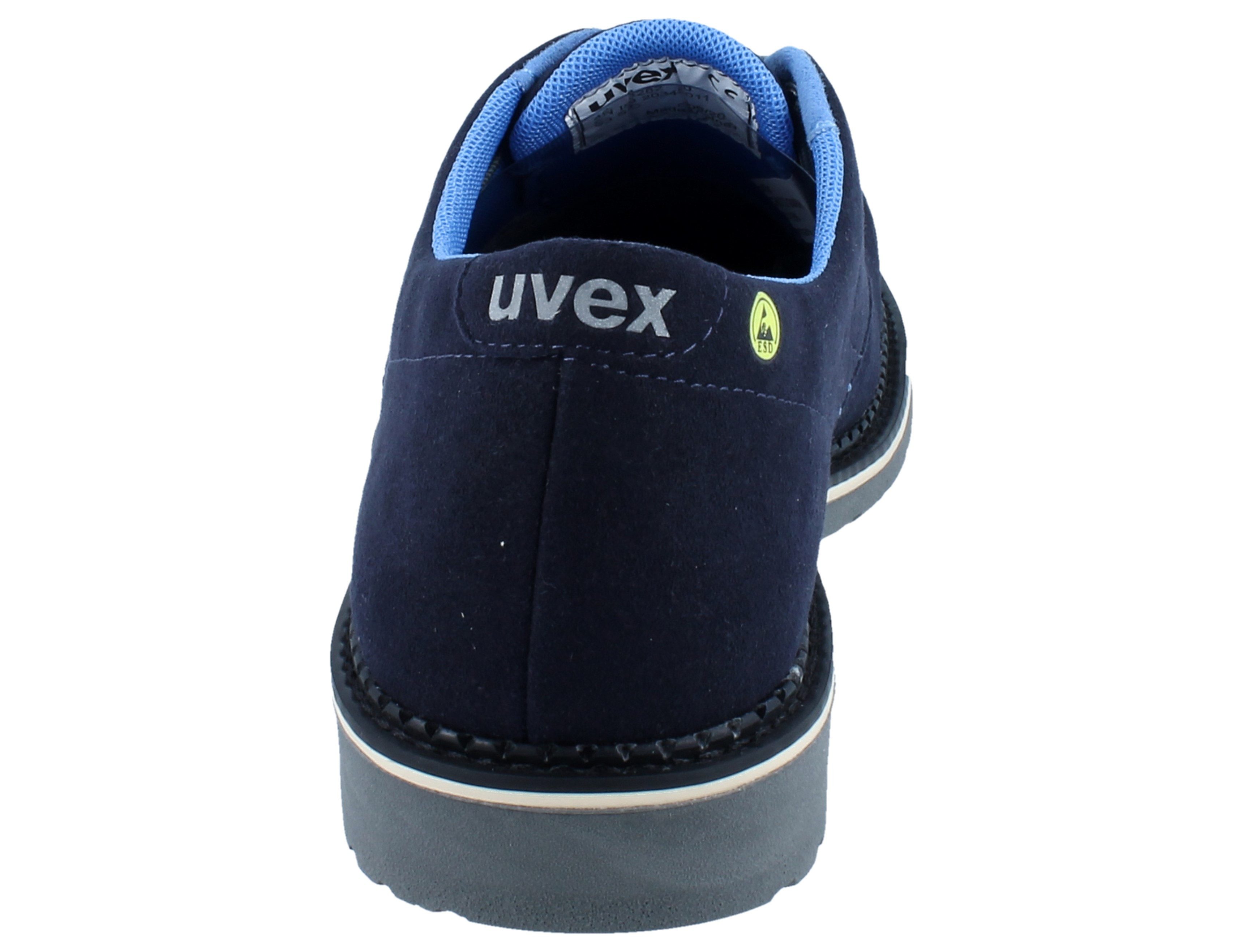 Uvex UVEX 1 business Herren Schnürhalbschuh S3 Velour blau - Größe: 39 Sicherheitsschuh Wechselfußbett