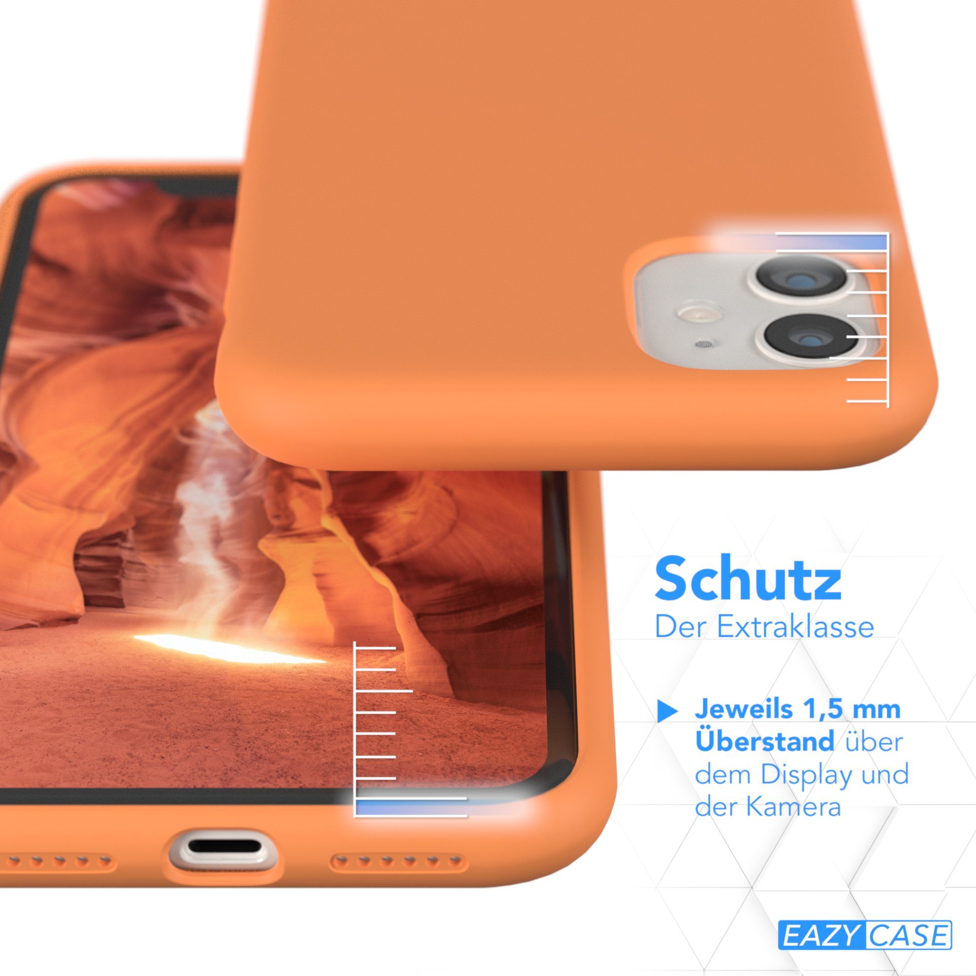 EAZY CASE Handyhülle Premium Silikon Case für Apple iPhone 11 6,1 Zoll, Case stoßfest Smart Slimcover mit Displayschutz Back Cover Etui Orange