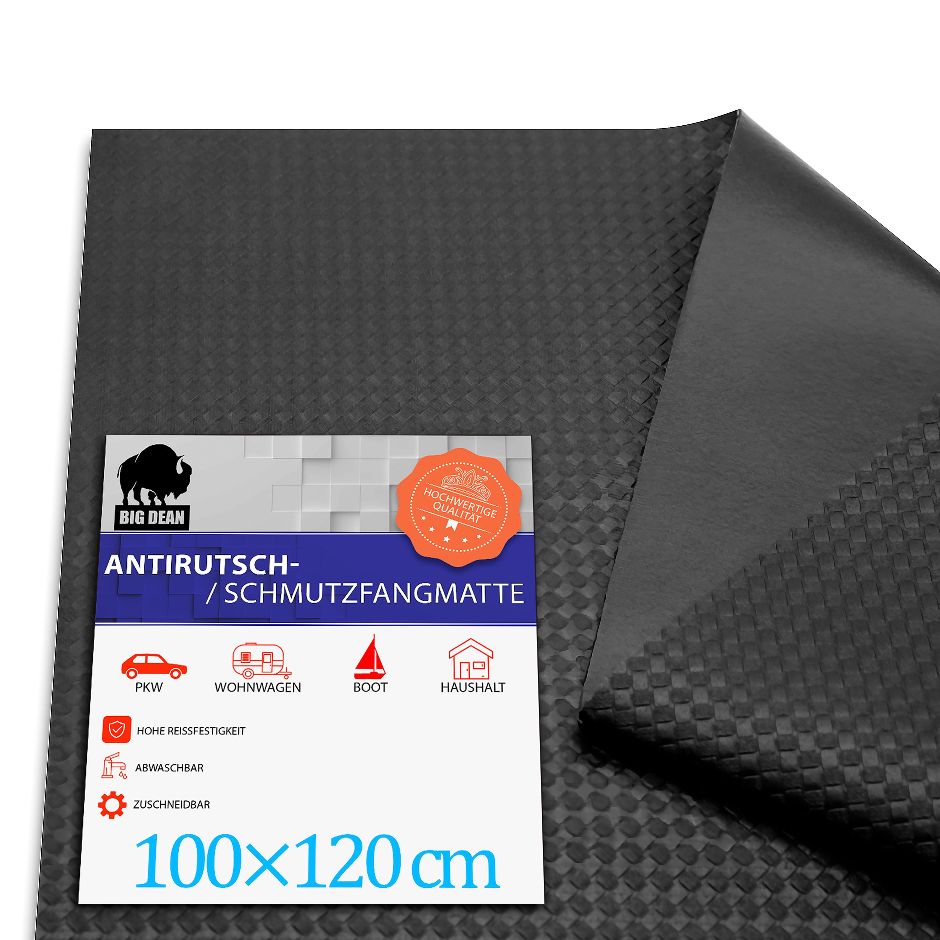 BigDean Antirutschmatte Auto 120x100cm zuschneidbar, rutschfeste Kofferraum Schutzmatte, 1-St.