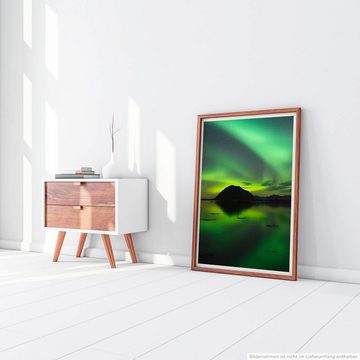 Sinus Art Poster Landschaftsfotografie  Grüne Nordlichter an der Küste 60x90cm Poster