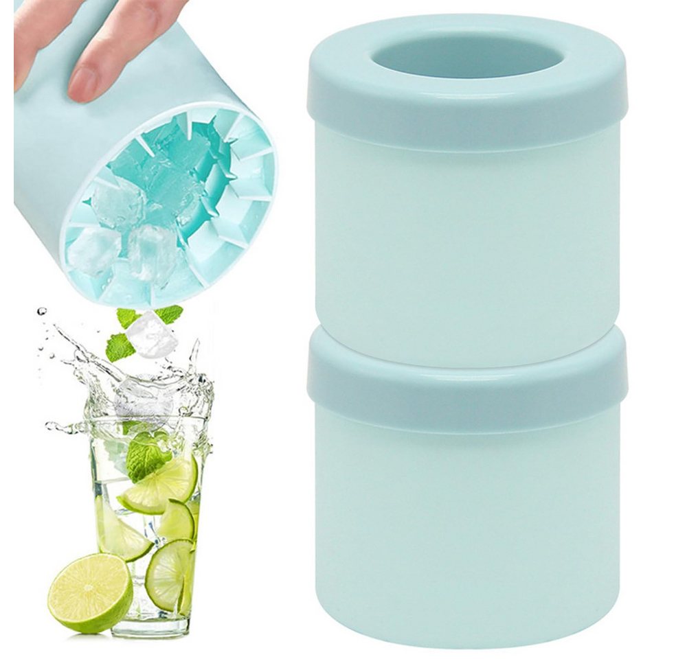 Blusmart Eiswürfelform Silikon Eiswürfelbehälter Silikon mit Deckel, (Eiskübel, runde Eiswürfelschale 2-tlg), Für Cocktailgetränke, Saft, Whisky usw