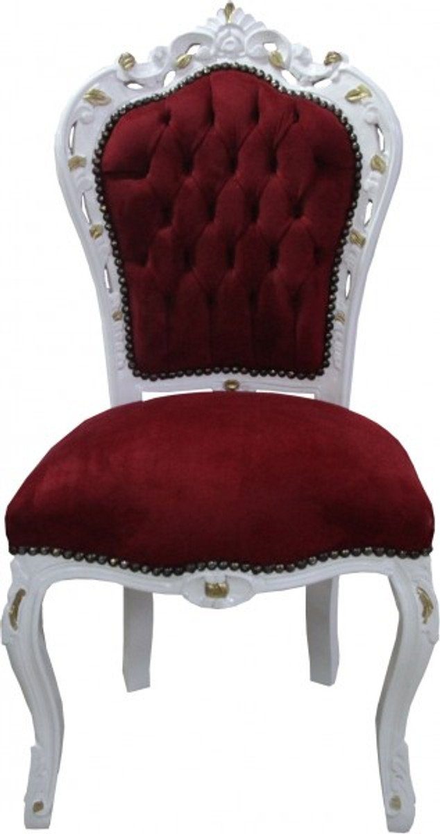 Esszimmerstuhl Barock Esszimmer Stuhl Bordeaux/Weiss/Gold - Antik Möbel - Limited Edition