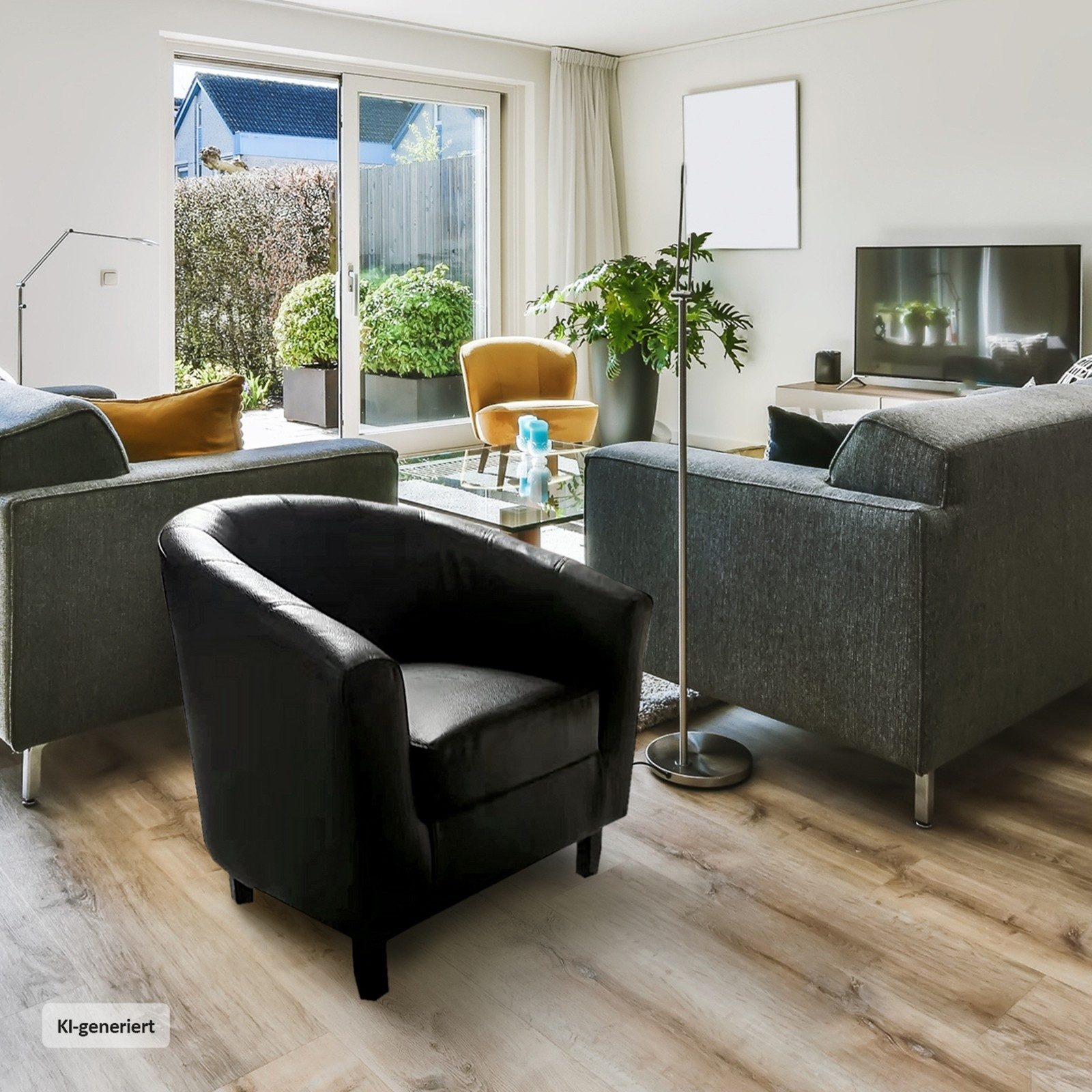 HTI-Living Cocktailsessel Cocktailsessel Cadogan Schwarz (Stück, 1-St., 1 Sessel), Loungesessel Clubsessel Kunstleder