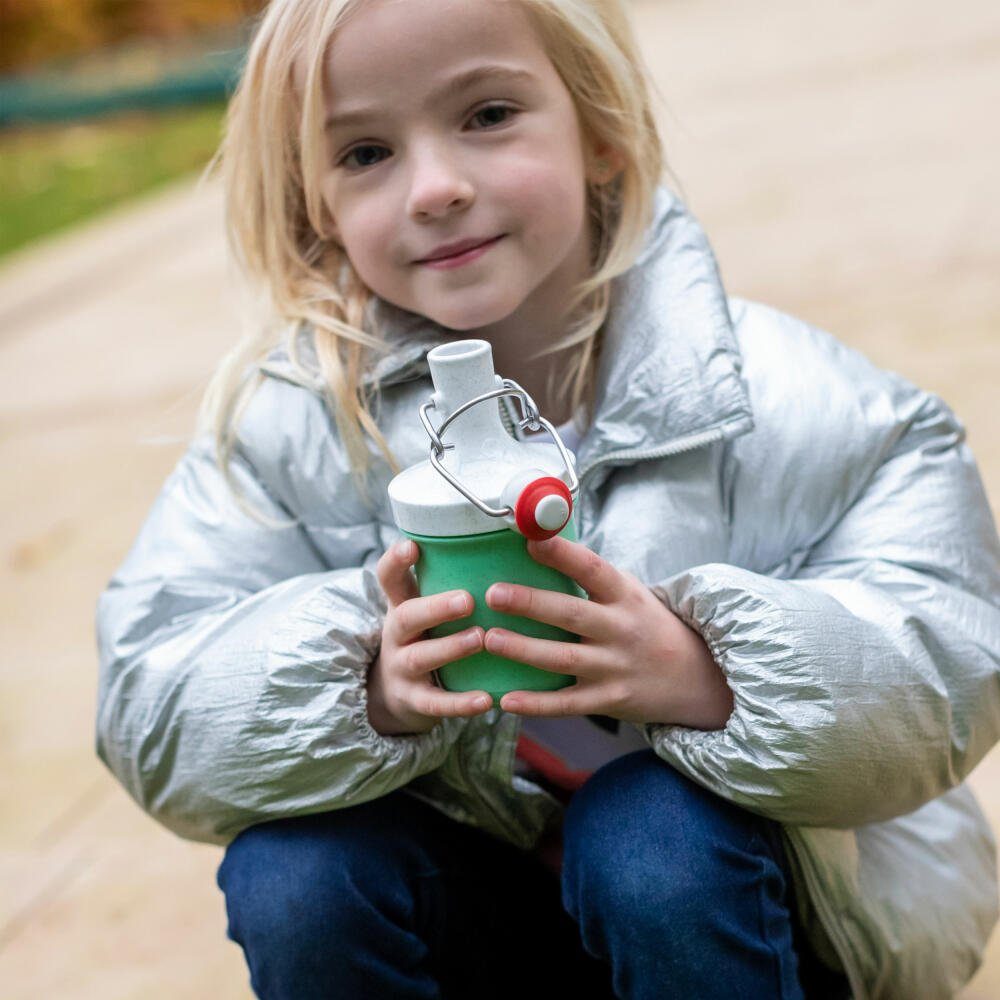 KOZIOL Trinkflasche Plopp To Go Mini Organic Apple Green, 200 ml, mit Bügelverschluss