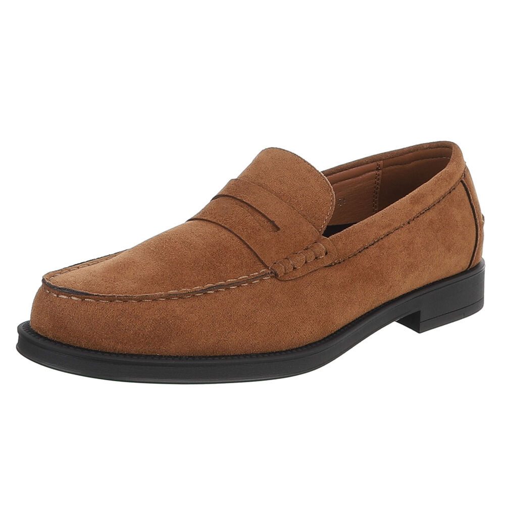 Coolwalk Herren Loafer Pennyloafer Slip-On elegant Freizeit Slipper (91917770) Blockabsatz Slipper in Camel