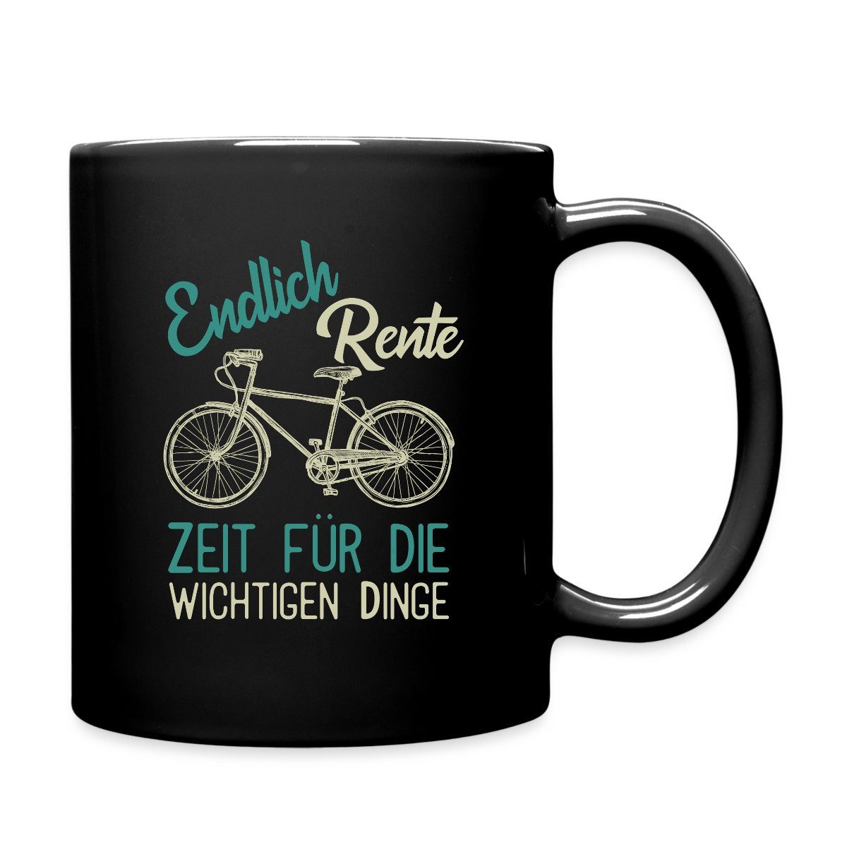 Spreadshirt Tasse Endlich Rente Rentner Geschenk Fahrrad Tasse Einfarbig, Keramik