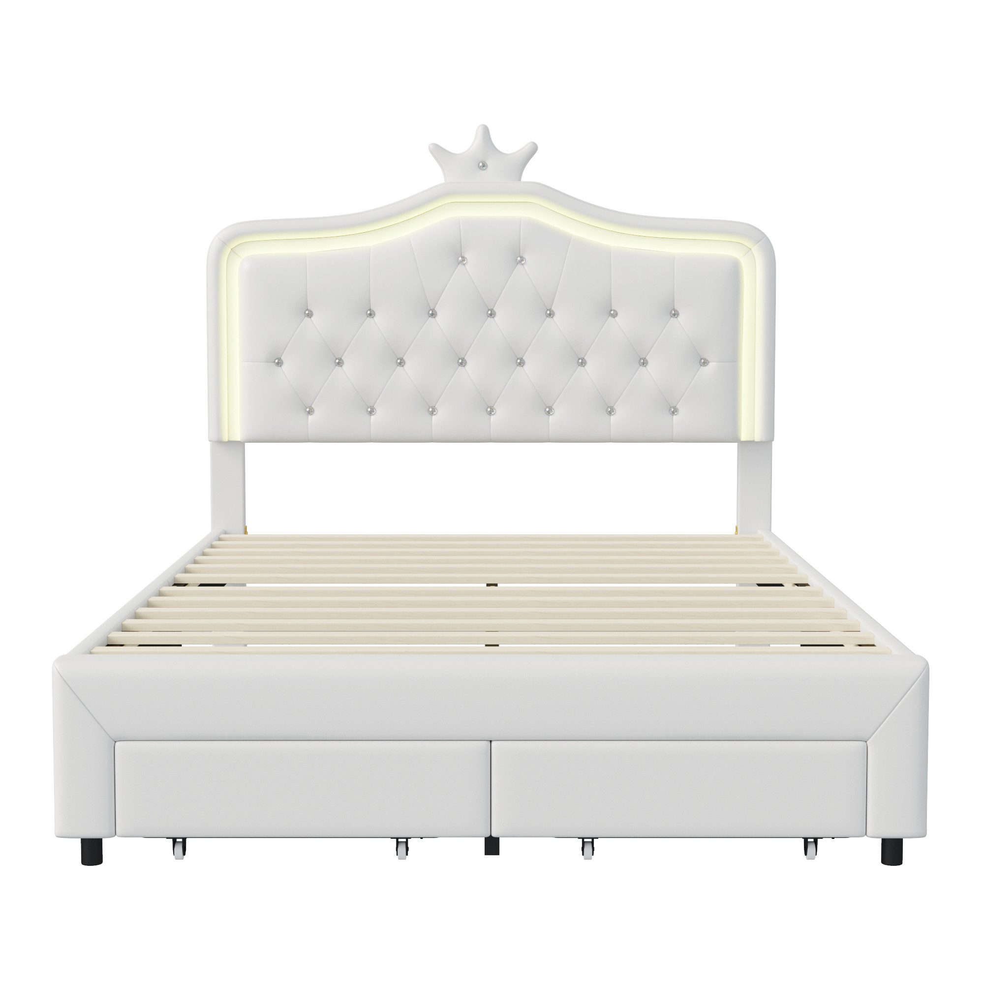 Furnishings Home Kinderbett Polsterbett Prinzessinnenbett Kronen form LED ( günstig online kaufen