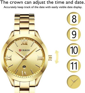 aswan watch Fur Damen Analog Quarz Armband Watch, mit Edelstahlarmband, Datum, 3 Zeiger, 36 mm Gehäusegröße