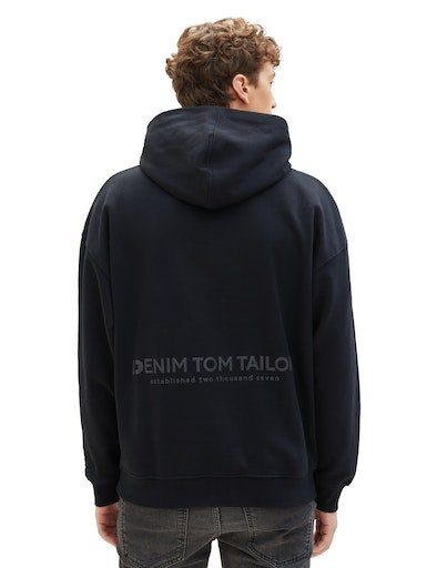 Paspeltaschen Kapuzensweatshirt TOM TAILOR Denim mit Black 29999