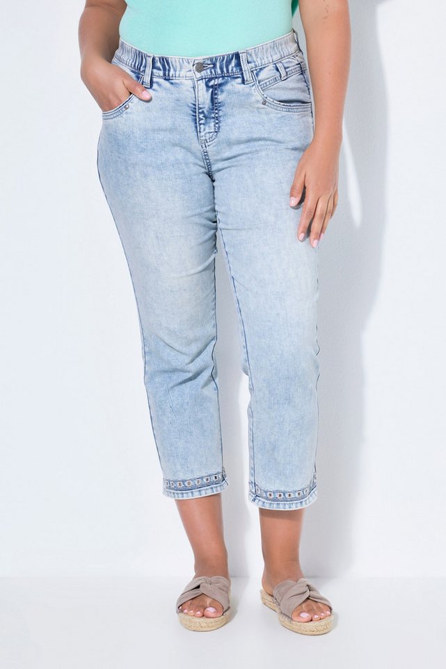 Laurasøn Regular-fit-Jeans 7/8 Slim -Jeans Saum mit Stickerei
