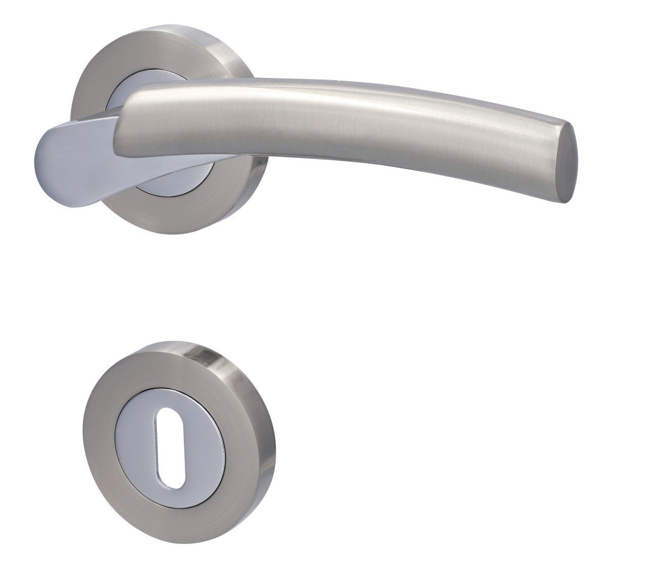 Alpertec Drückergarnitur Alpertec Rosettengarnitur Solid 7 Edelstahl silber