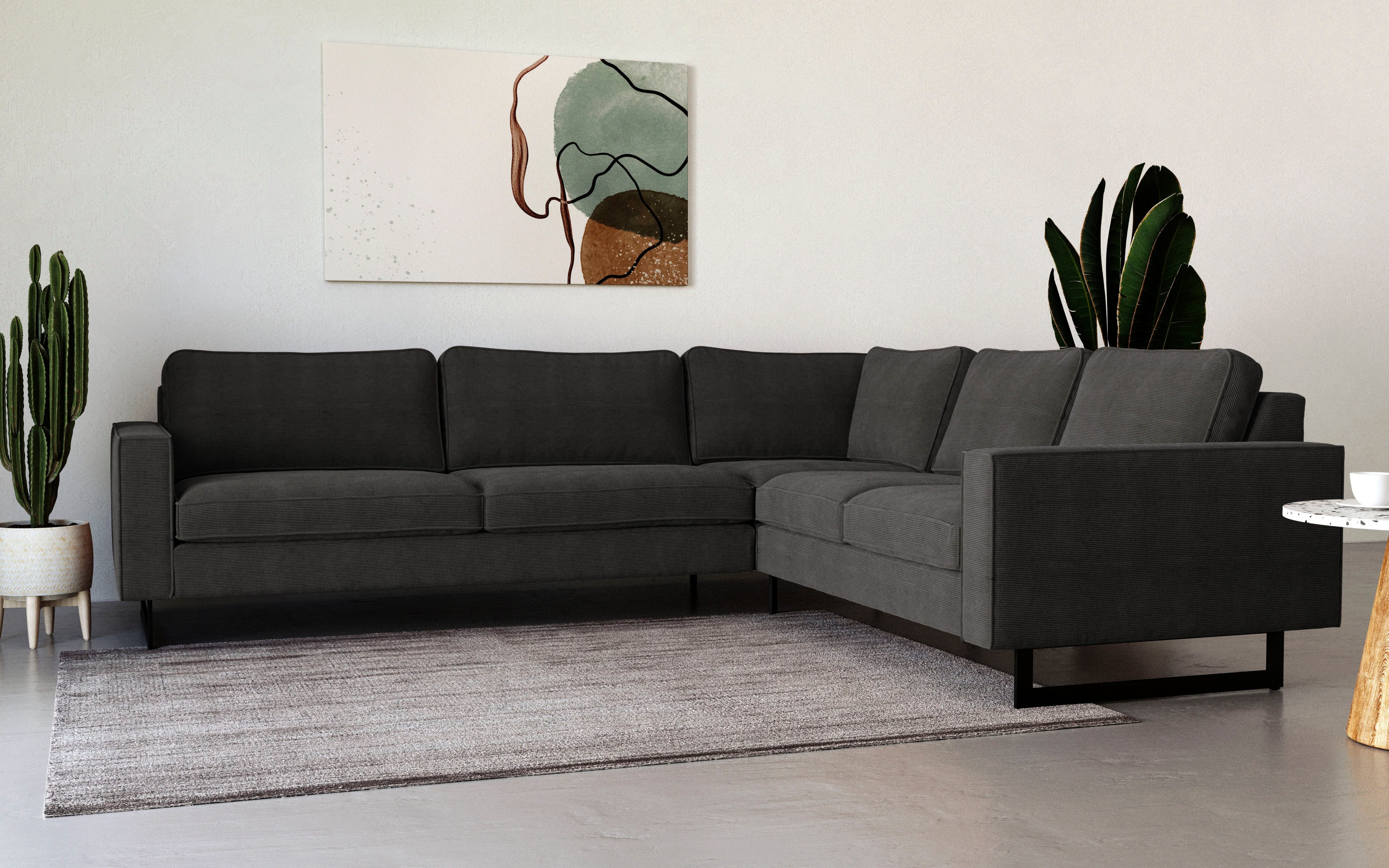 Places of Style Ecksofa "Pinto, XXL, 250/290 cm, langer Schenkel, Ottomane" günstig online kaufen