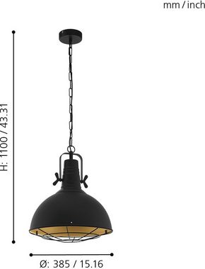 EGLO Pendelleuchte CANNINGTON, ohne Leuchtmittel, Hängelampe 38,5 cm, Hängeleuchte, Schwarz, Esstischlampe, E27