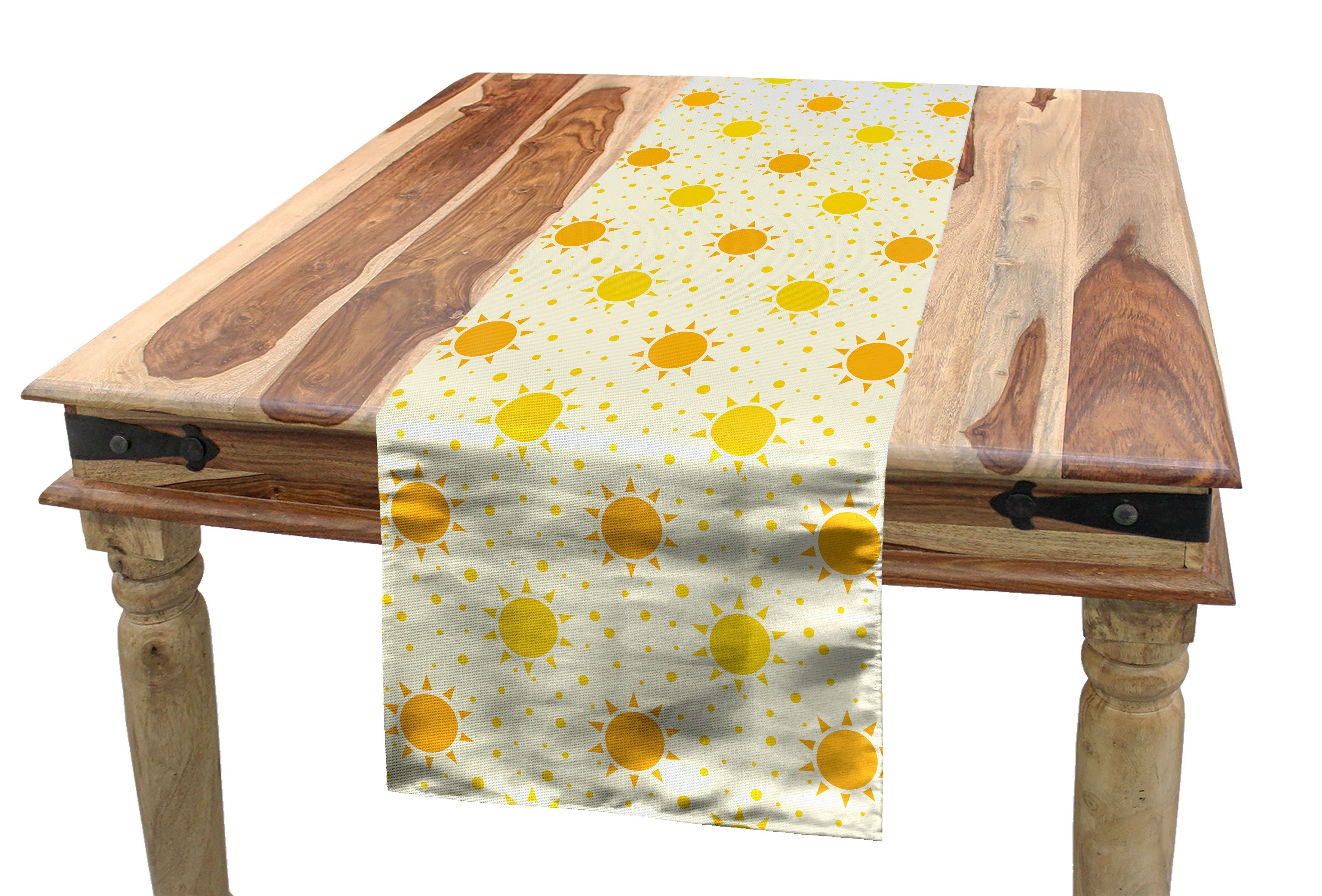 Abakuhaus Tischläufer Esszimmer Küche Rechteckiger Dekorativer Tischläufer, Sommer Sun-Motiv mit Punkten
