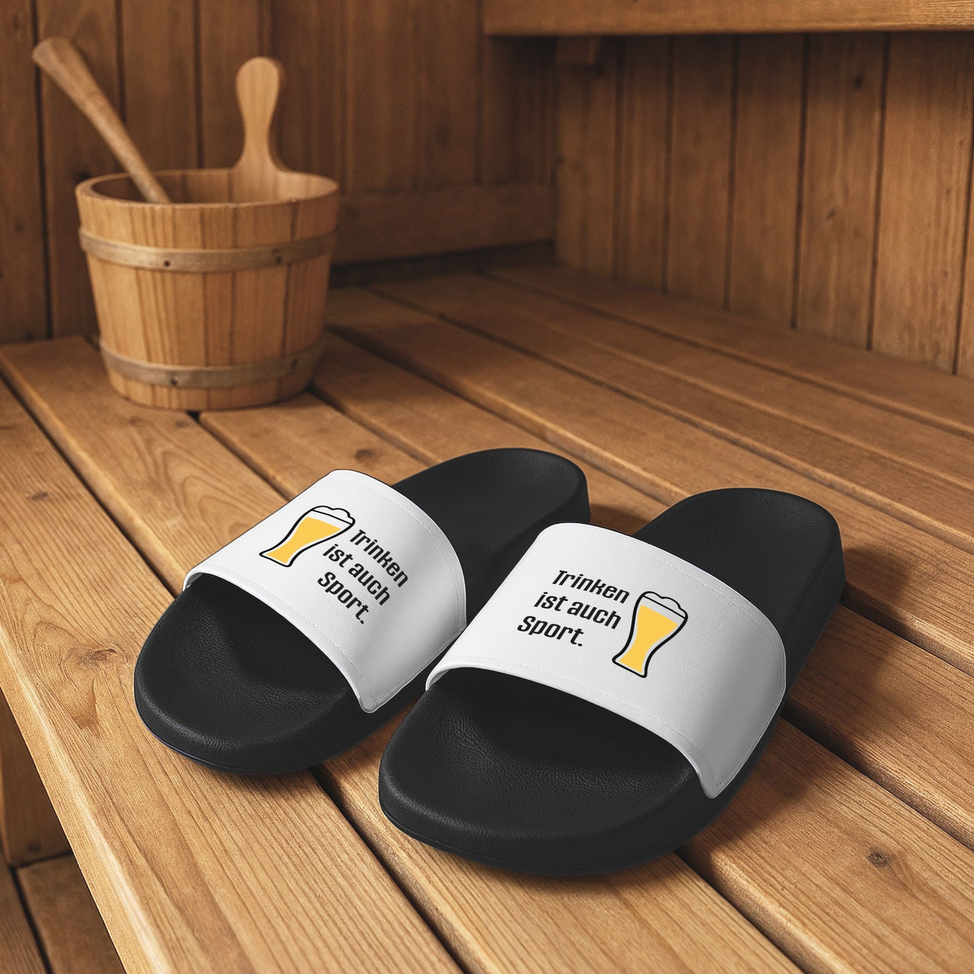 MoonWorks Badeschlappen mit Spruch Bier Badelatschen Unisex Fun Geschenk für Badesandale