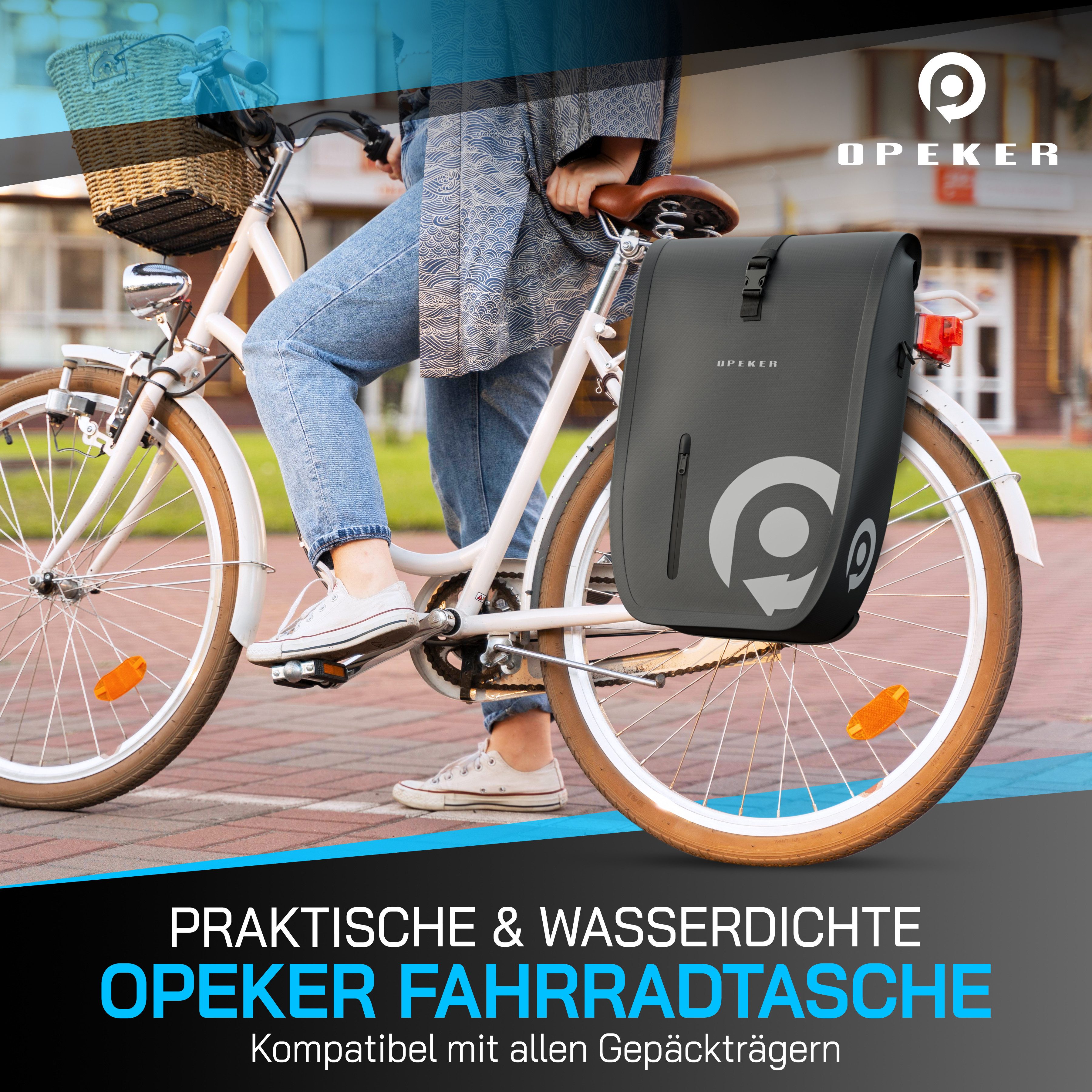 Opeker Fahrrad-Gepäckträger Universal Fahrradtasche 20L & 28L abnehmbar, wasserdicht, klick-system