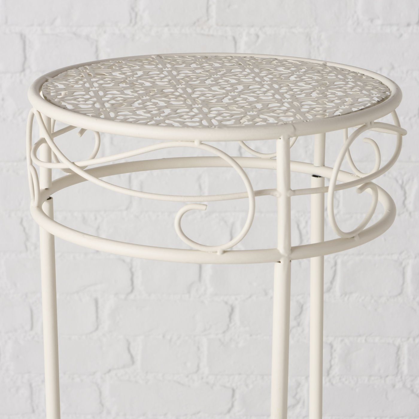 Meinposten Beistelltisch Lea weiß Metall Telefontisch Pflanzentisch Blumenständer, In 3 Größen erhältlich