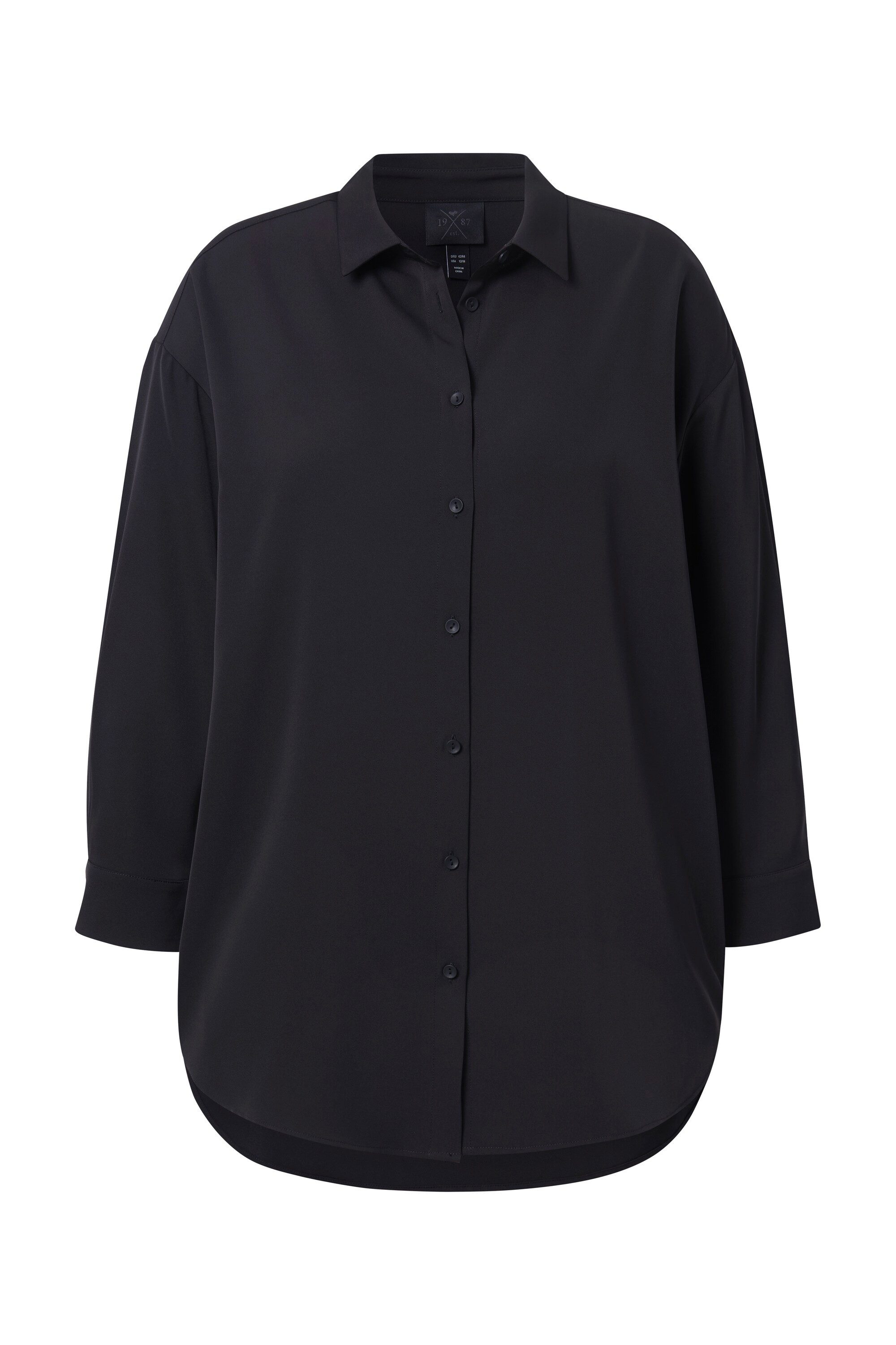 Ulla Popken Hemdbluse Longbluse oversized Hemdkragen Langarm günstig online kaufen