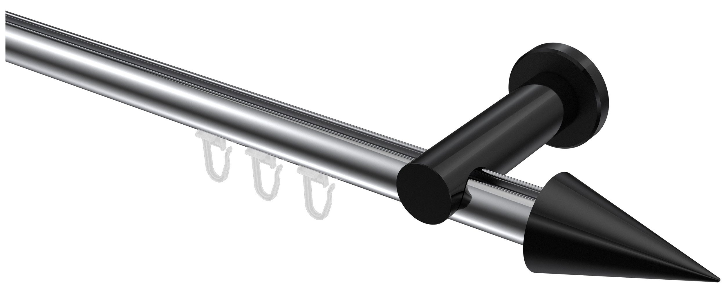 INTERDECO Innenlaufschiene Platon Savio, Ø 20 mm, 1-läufig, Fixmaß, kürzbar, Wandmontage, Aluminium, Chrom / Schwarz / Bicolor