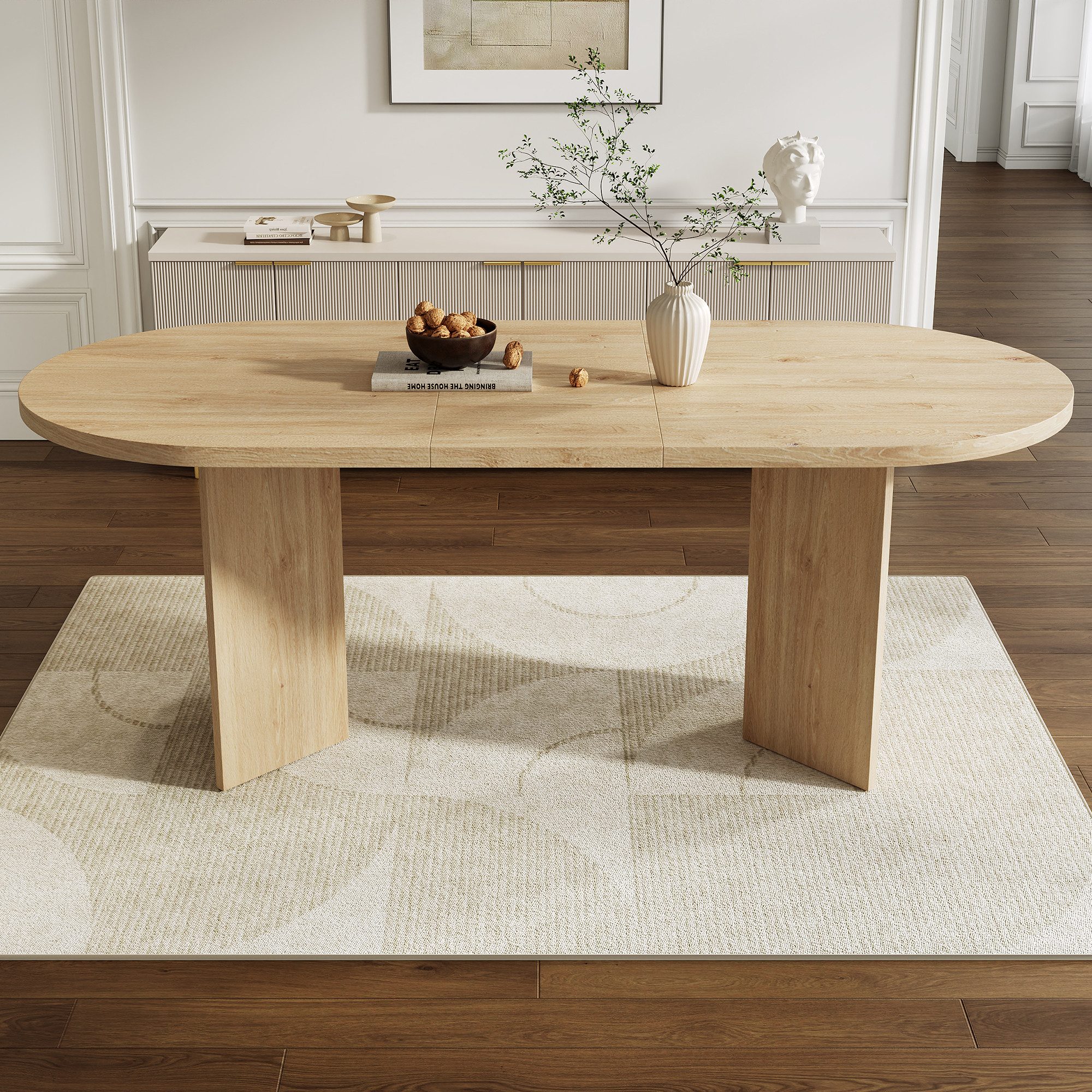 Flieks Esstisch ovaler Küchentisch in Landhausstil (B160xT80xH75 cm, 1-St., 1 Tisch), Esszimmertisch Schreibtisch Bürotisch Holzoptik Eichenfarbe
