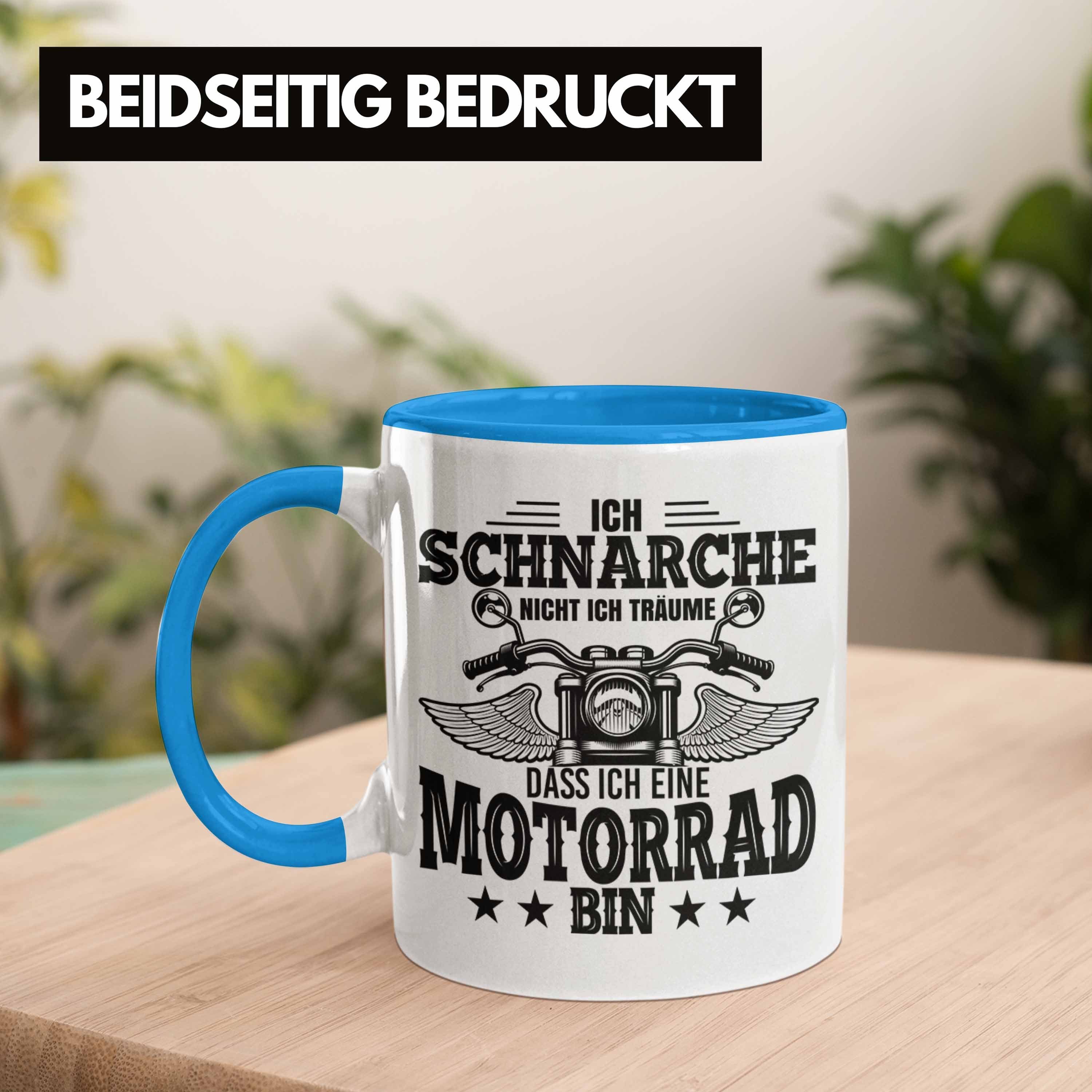 Trendation Tasse Motorrad-Fahrer Tasse Trendation Nicht Spruch Blau Schnarche Geschenk Ich -