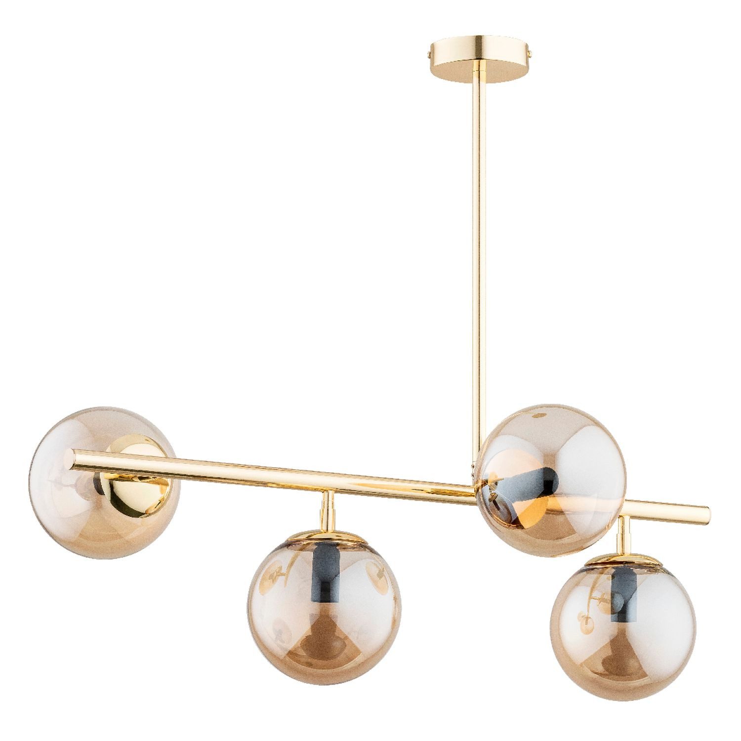 Licht-Erlebnisse Deckenleuchte JAROLI, ohne Leuchtmittel, Metall Glas E14 in Gold Bernstein 4-flammig Kugelschirm Modern