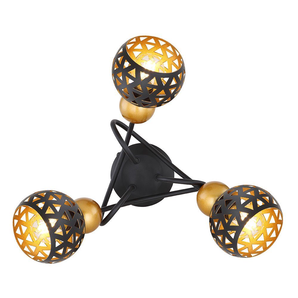 GLOBO LIGHTING Deckenspot, Leuchtmittel nicht inklusive, Deckenleuchte Metall schwarz Wohnzimmer gold Spotleuchte 3