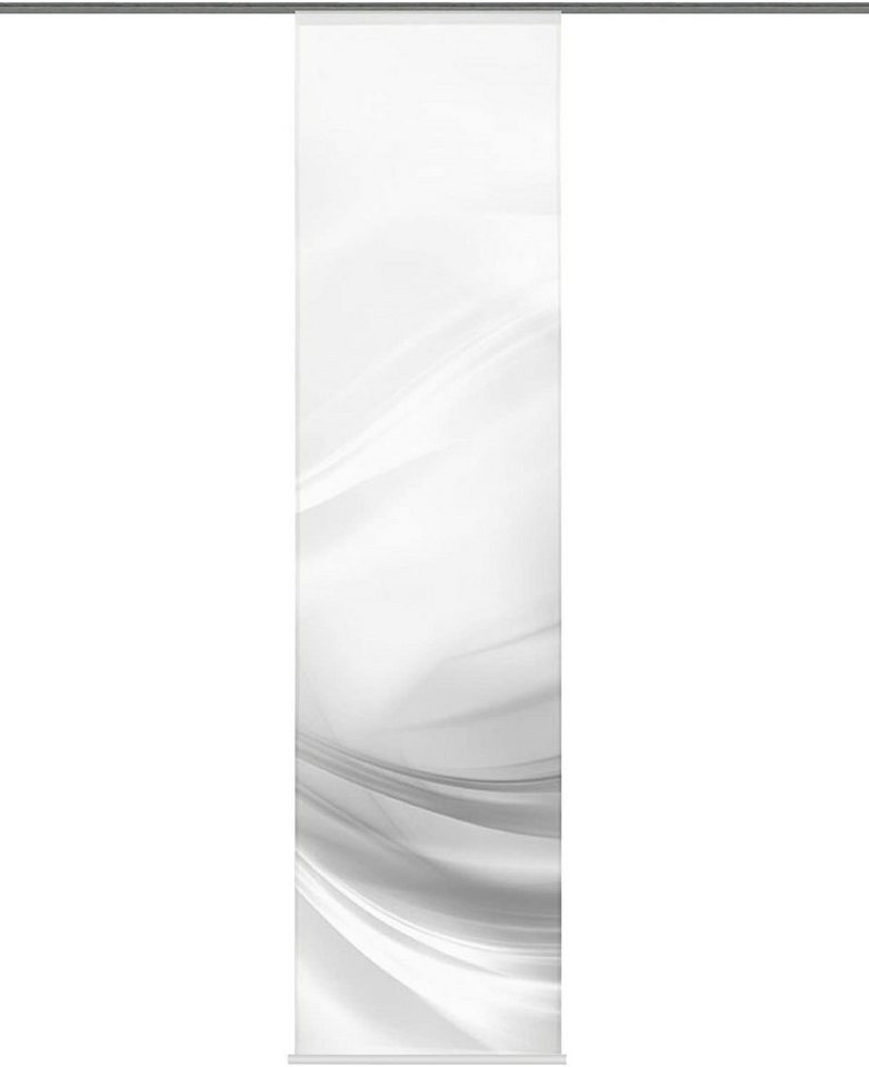 Schiebegardine Schiebevorhang Digitaldruck Lincoln, Halborganza /  Flammgarn, BxH 60x245cm, grau, Clever-Kauf-24, transparent