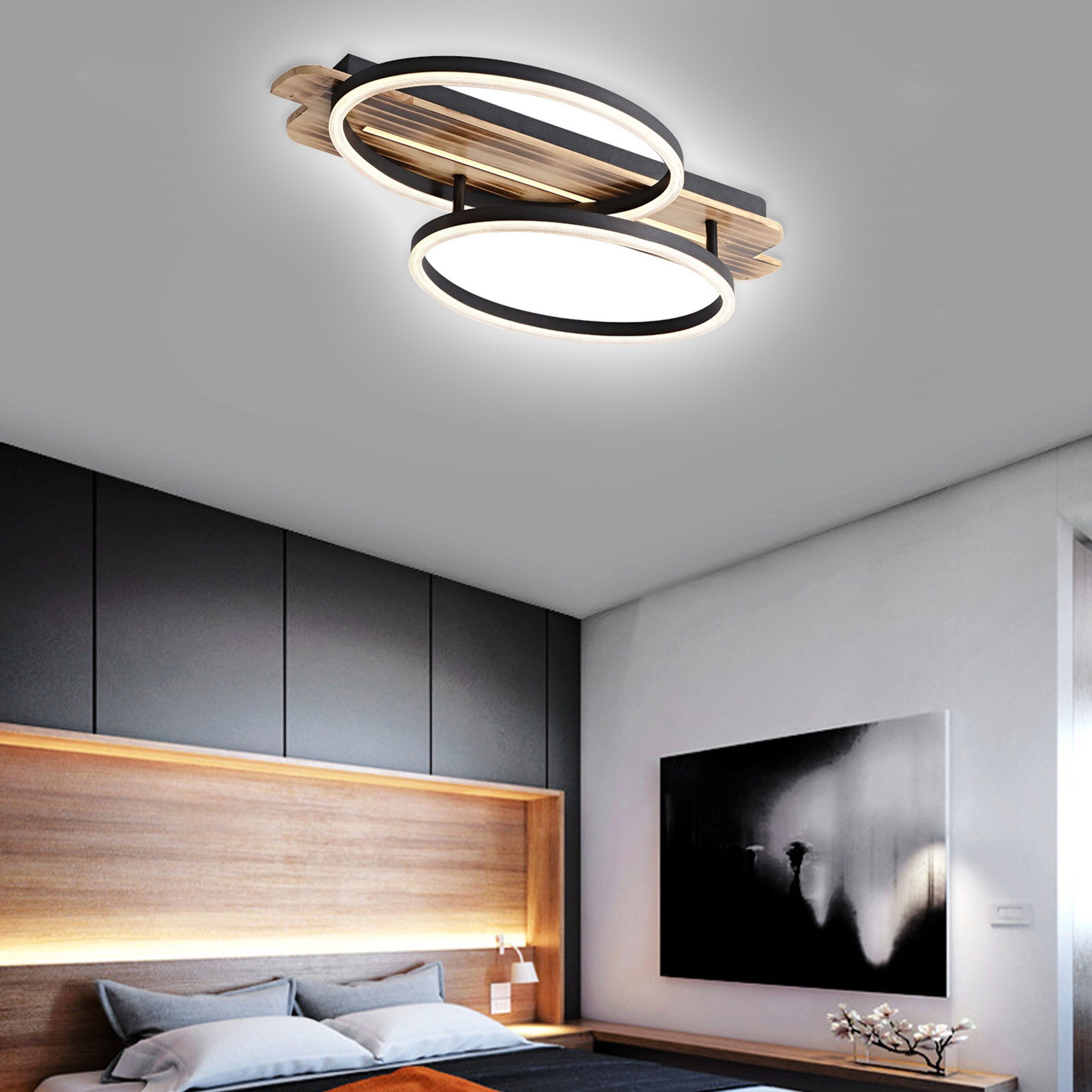 Masbekte Deckenleuchte, 2 Ringe LED Deckenlampe günstig online kaufen