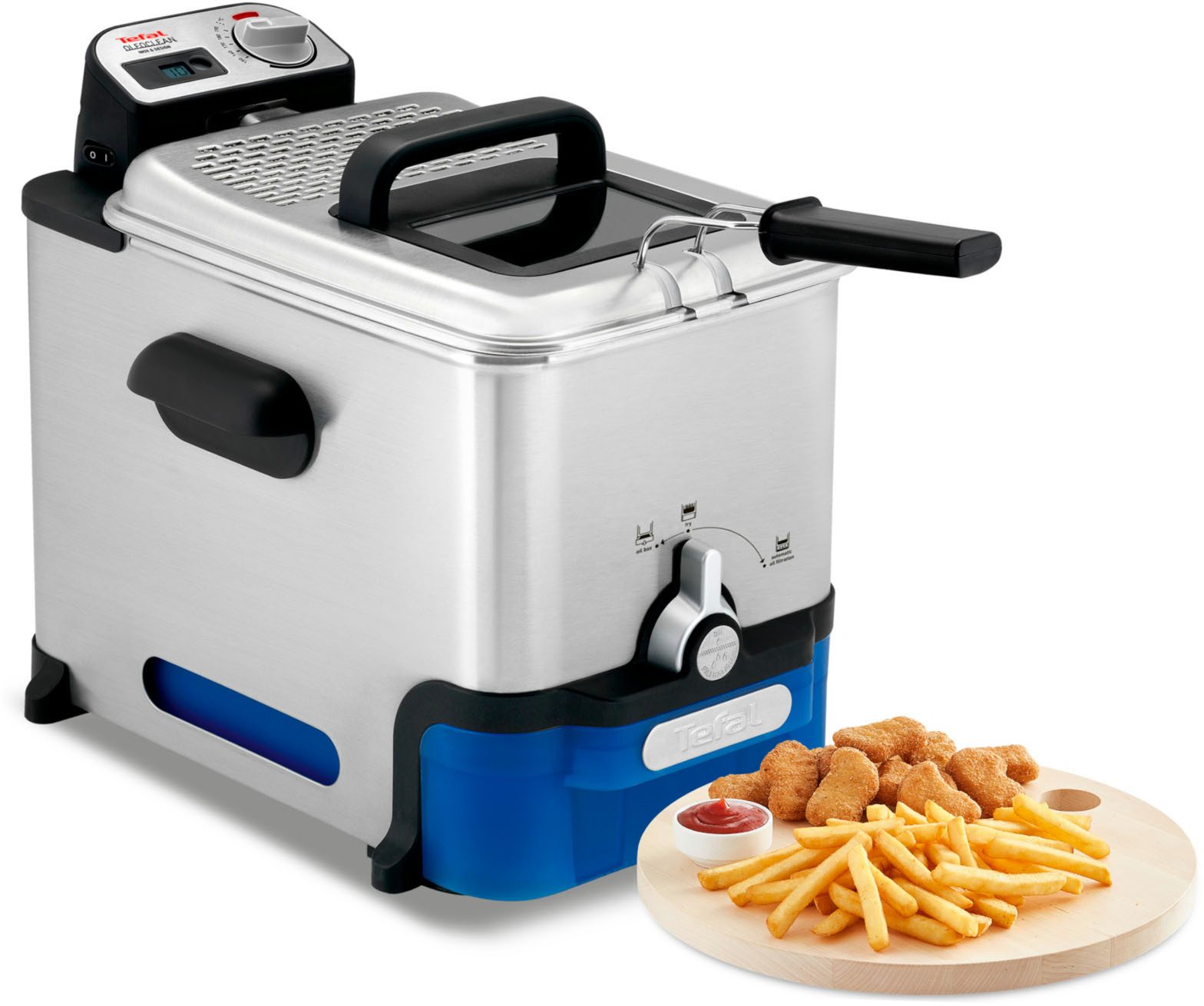 Tefal Kaltzonenfritteuse Oleoclean Pro, Kapazität 1,2 kg, herausnehmbarer Ölbehälter, 2300 W, automatische Öl/Fett Filterung, Timer, …