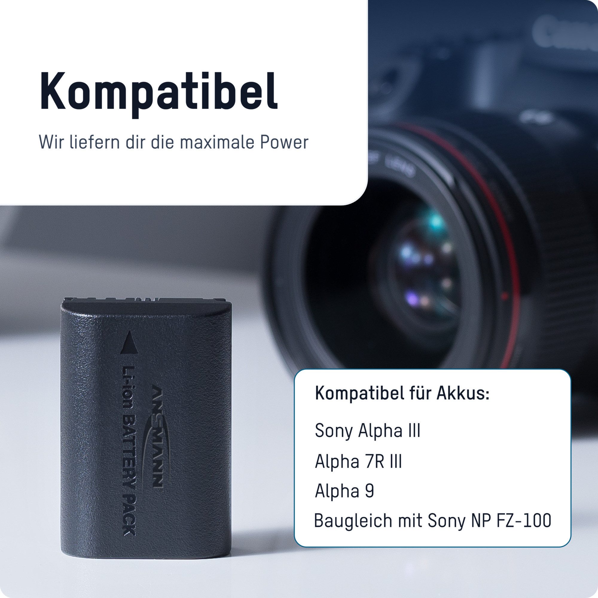 ANSMANN AG Kamera-Akku A-Son NP FZ-100 7,4V 2000mAh Akku