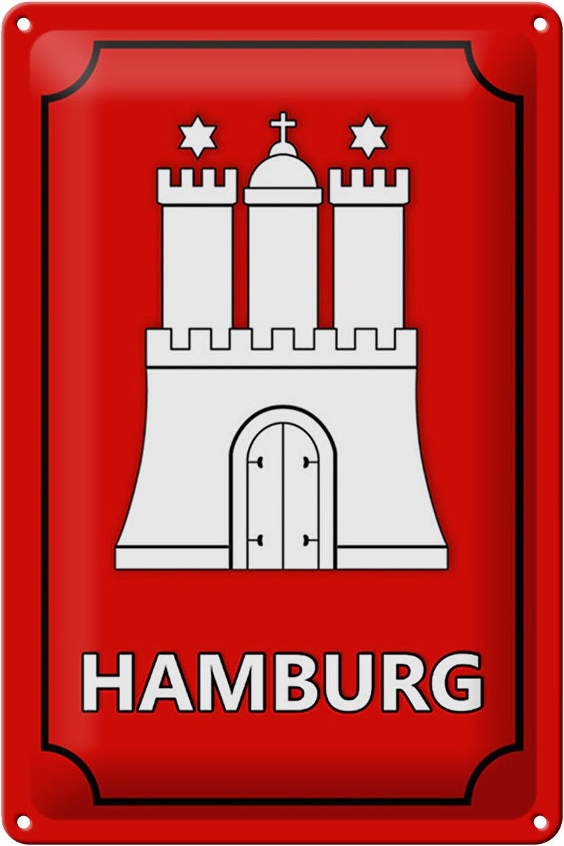 Hebold Metallschild Schild Blech 20x30cm - Made in Germany - Wappen Hamburg Bundesland Met