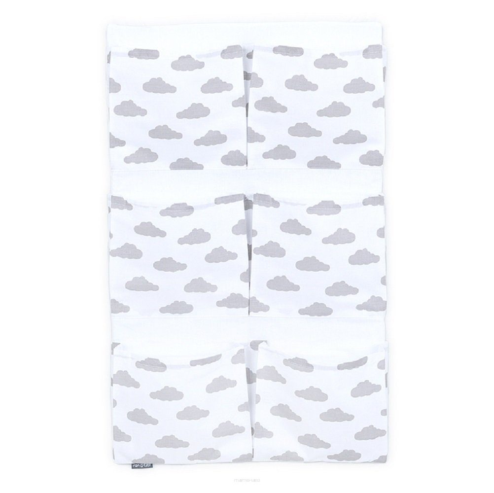 mamo-tato Betttasche BETT-ORGANIZER Babybetttasche Aufbewahrung Grau Wolken 40x65cm