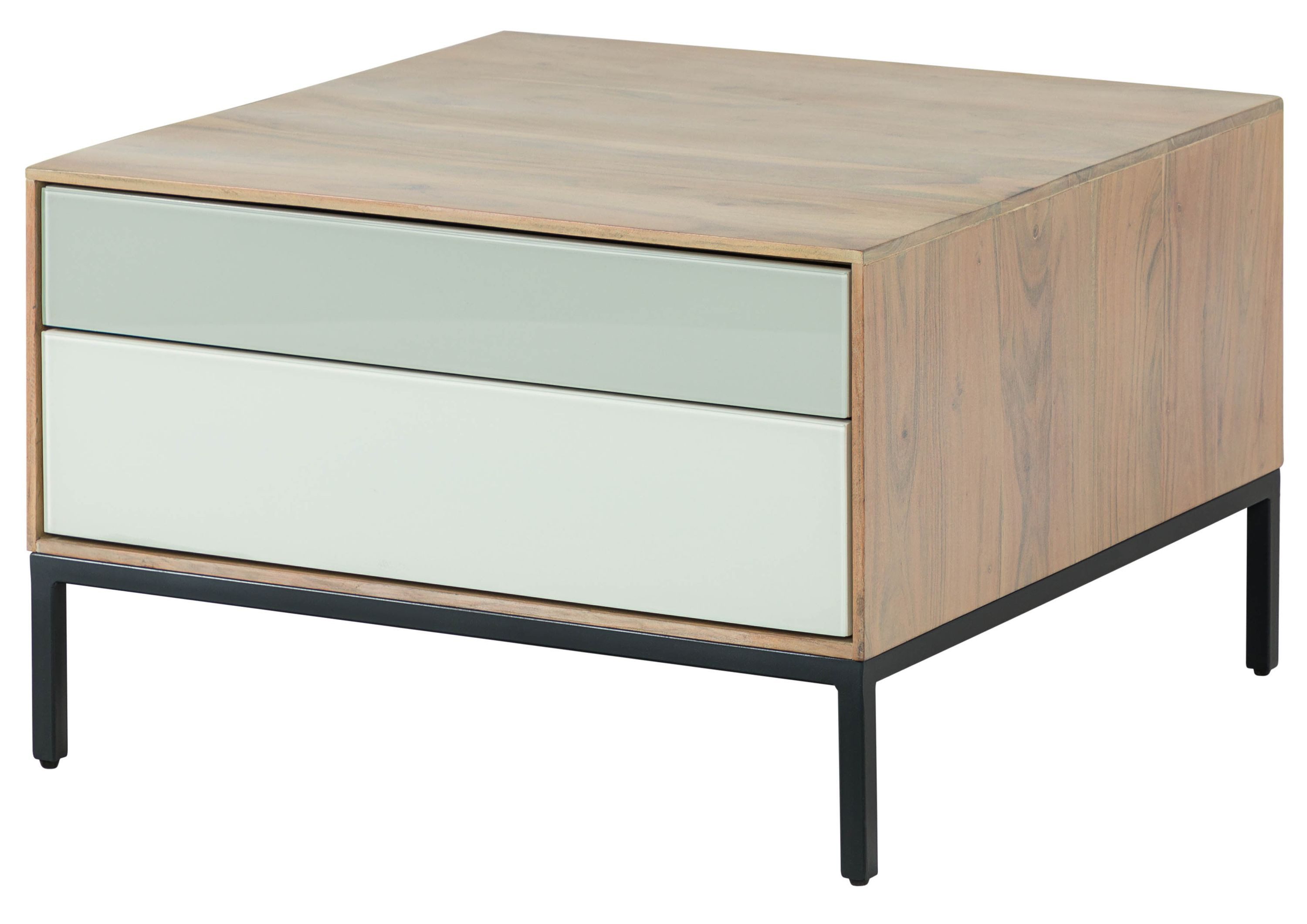 Massivmoebel24 Couchtisch CHICAGO#13 (Massivholz, Massivholztisch), Couchtisch Akazie 67x67x43 grau-weiß geölt CHICAGO #13