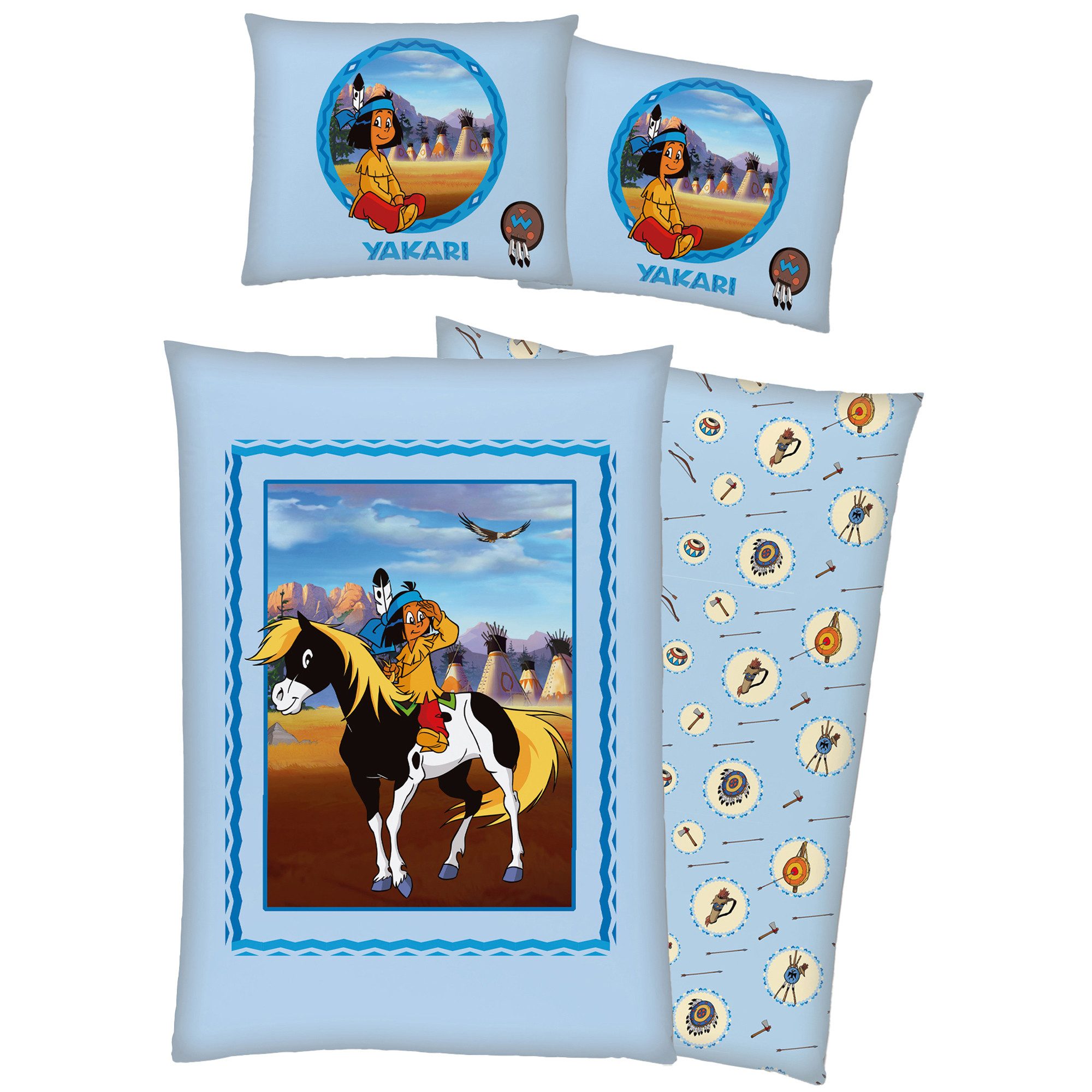BERONAGE Kinderbettwäsche Yakari Tipi Bettwäsche Linon / Renforcé, 100% Bau günstig online kaufen