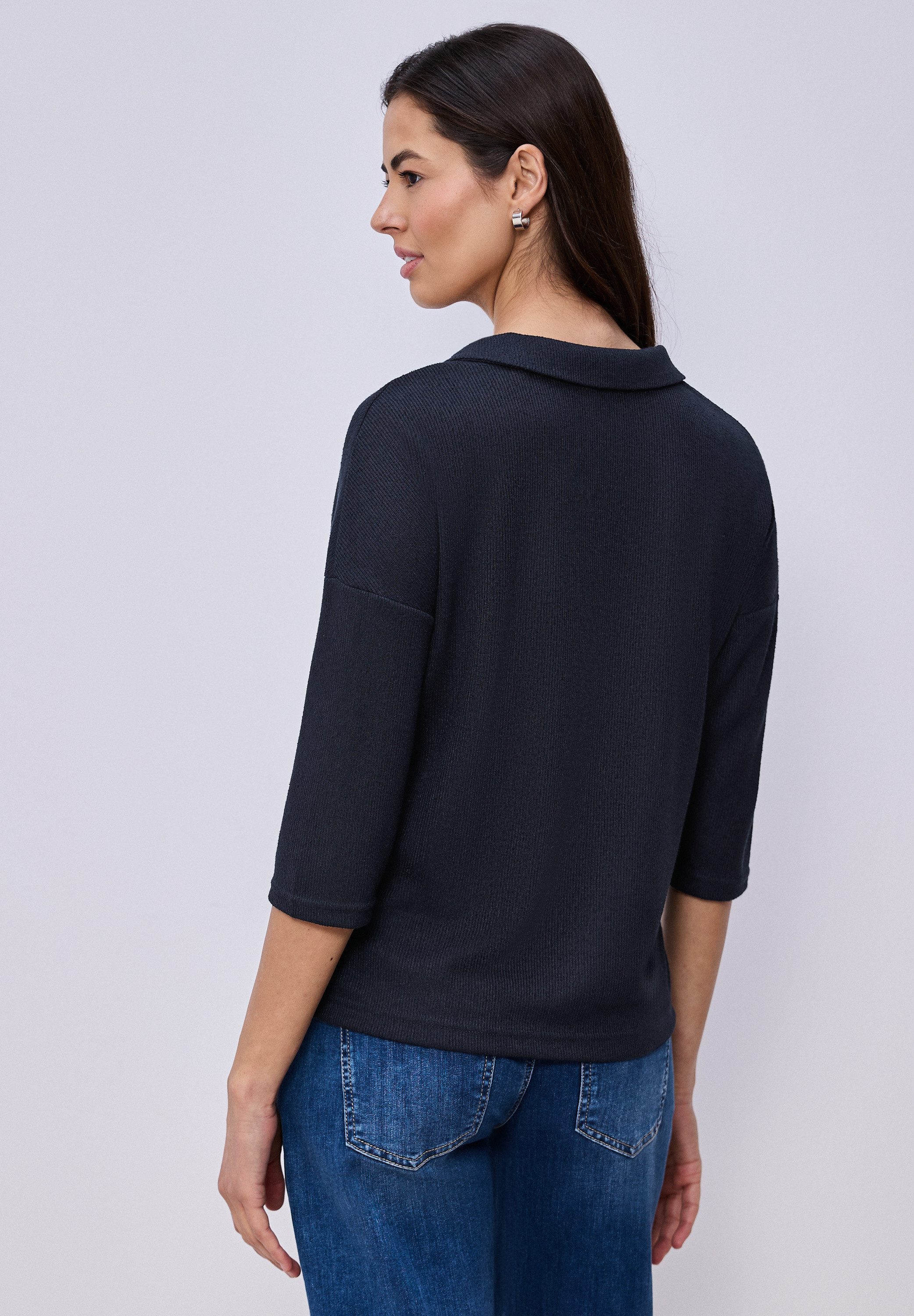 STREET ONE 3/4-Arm-Shirt mit Polokragen und V-Ausschnitt